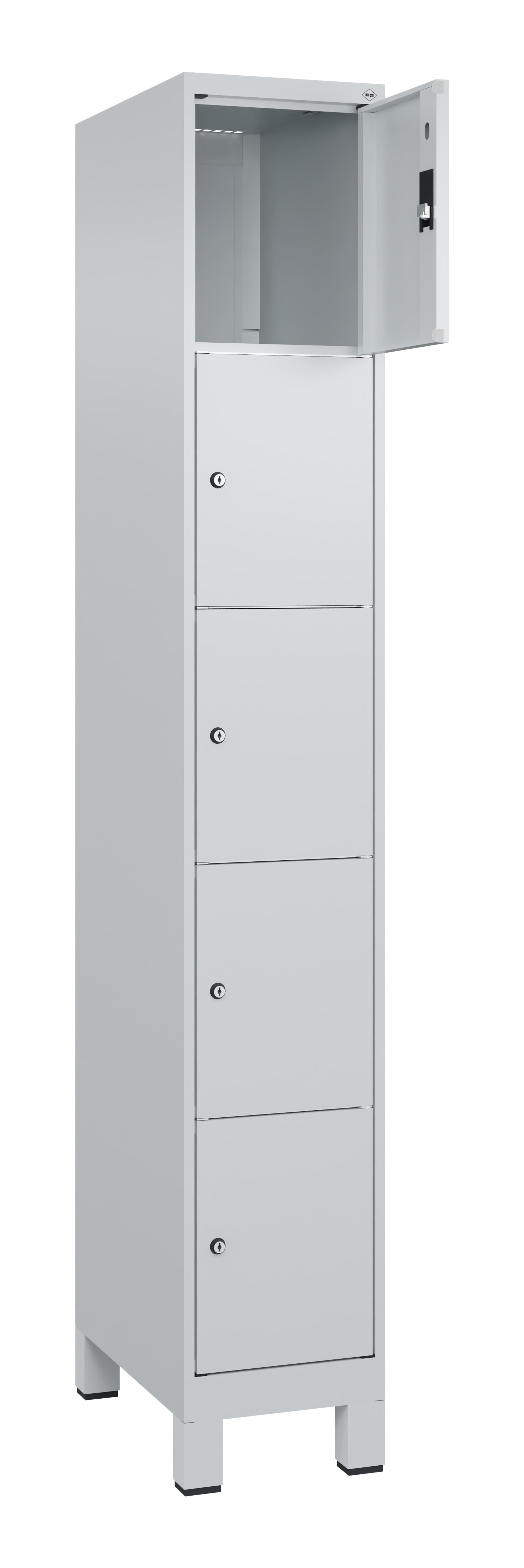 Schließfachschrank Classic Plus, Füße, 5 Fächer, 1950x300x500mm