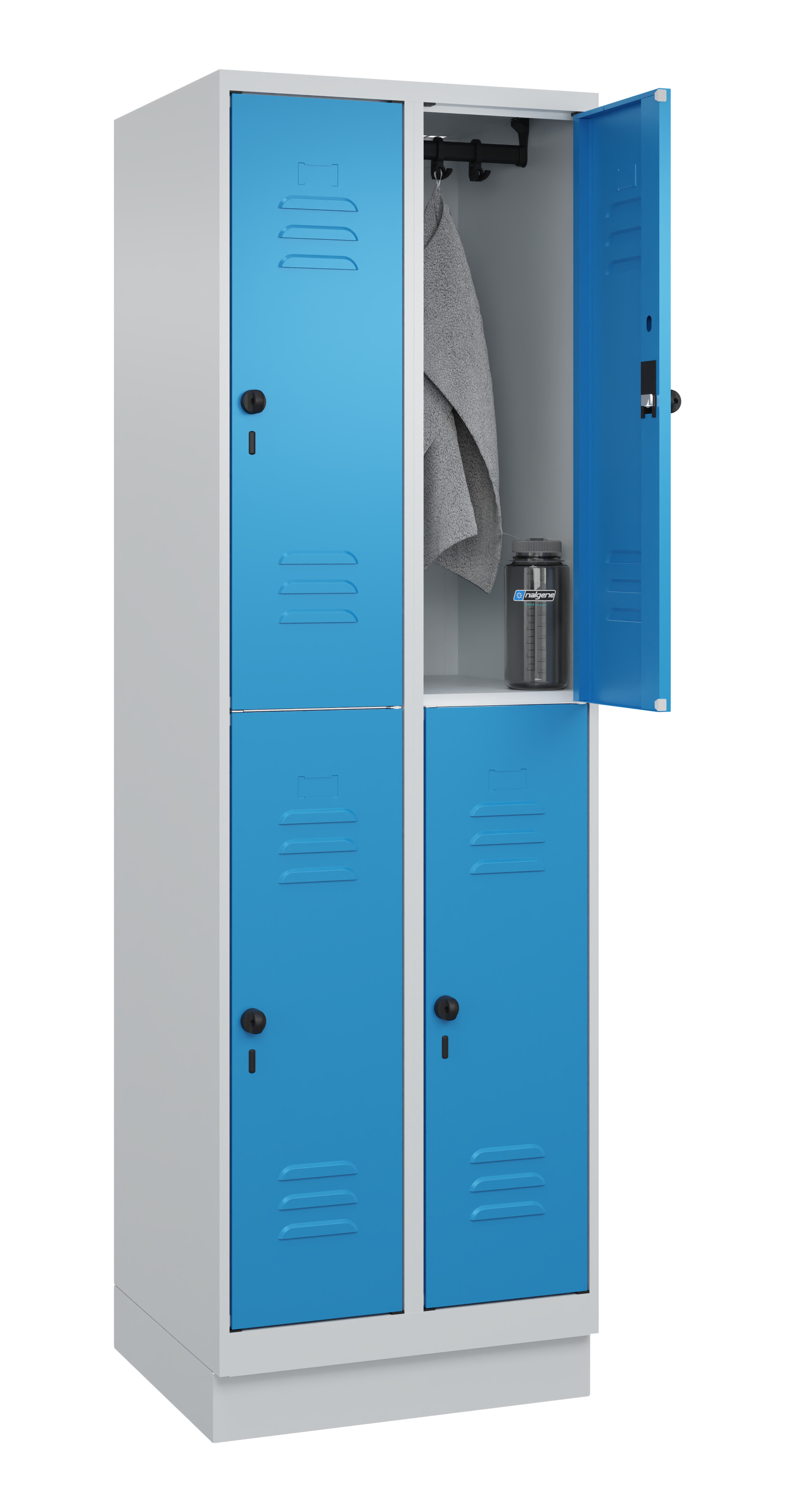 Doppelstock-Spind Classic Plus, Sockel, 4 Fächer, 1950x600x500mm