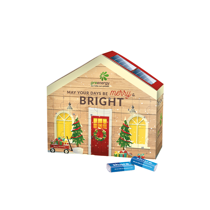 Adventskalender Haus share Schokotäfelchen in Pergaminpapier Adventskalender Haus share Schokotäfelchen in Pergaminpapier