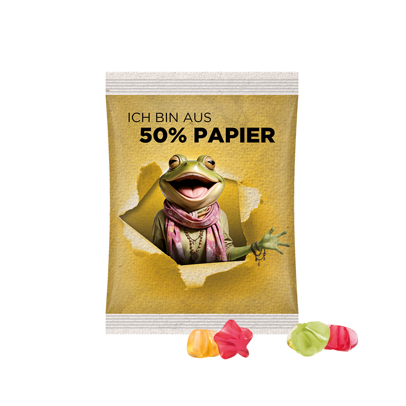 Maxitüte Folie mit ca. 50% Papieranteil weiß Trolli Fruchtgummi Sterne Maxitüte Folie mit ca. 50% Papieranteil weiß Trolli Fruchtgummi Sterne