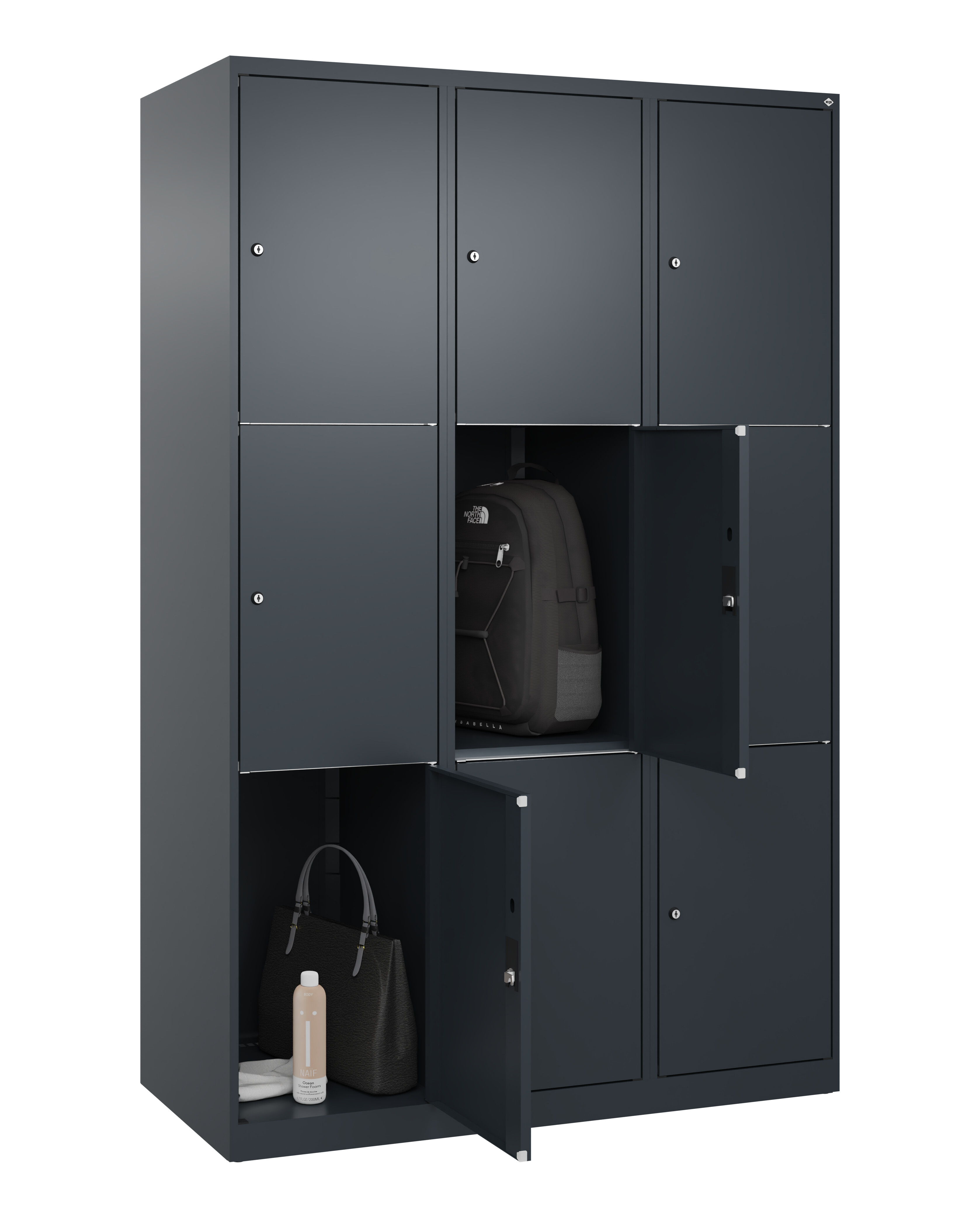 Schließfachschrank Classic Plus, 9 Fächer, 1850x1200x500mm Schließfachschrank Classic Plus, 9 Fächer, 1850x1200x500mm