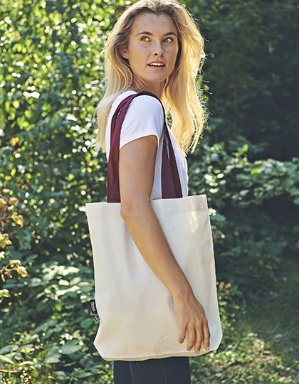 Neutral Twill Bag With Contrast Handles