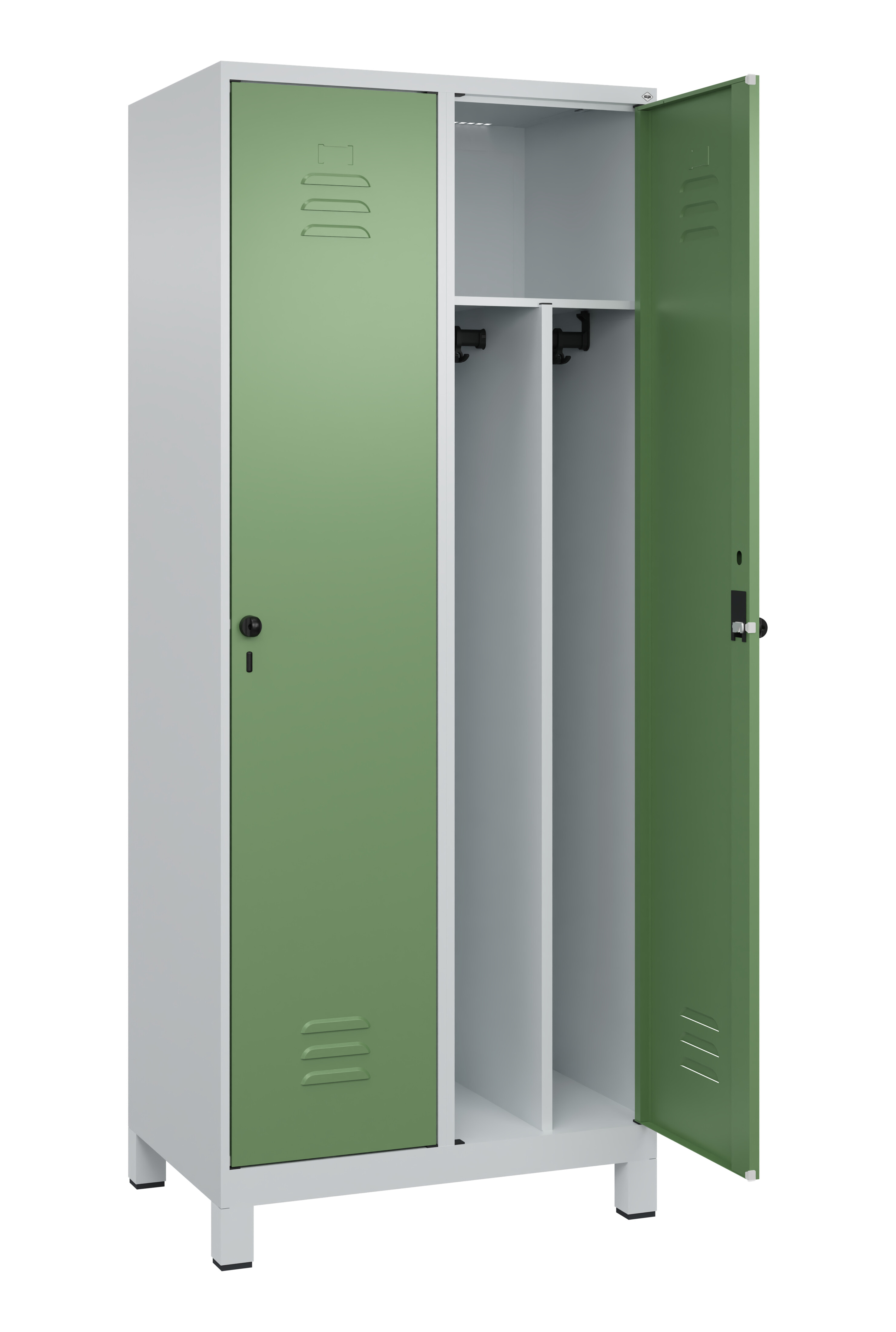 Spind Classic Plus, Füße, 2 Abteile, 1950x800x500mm