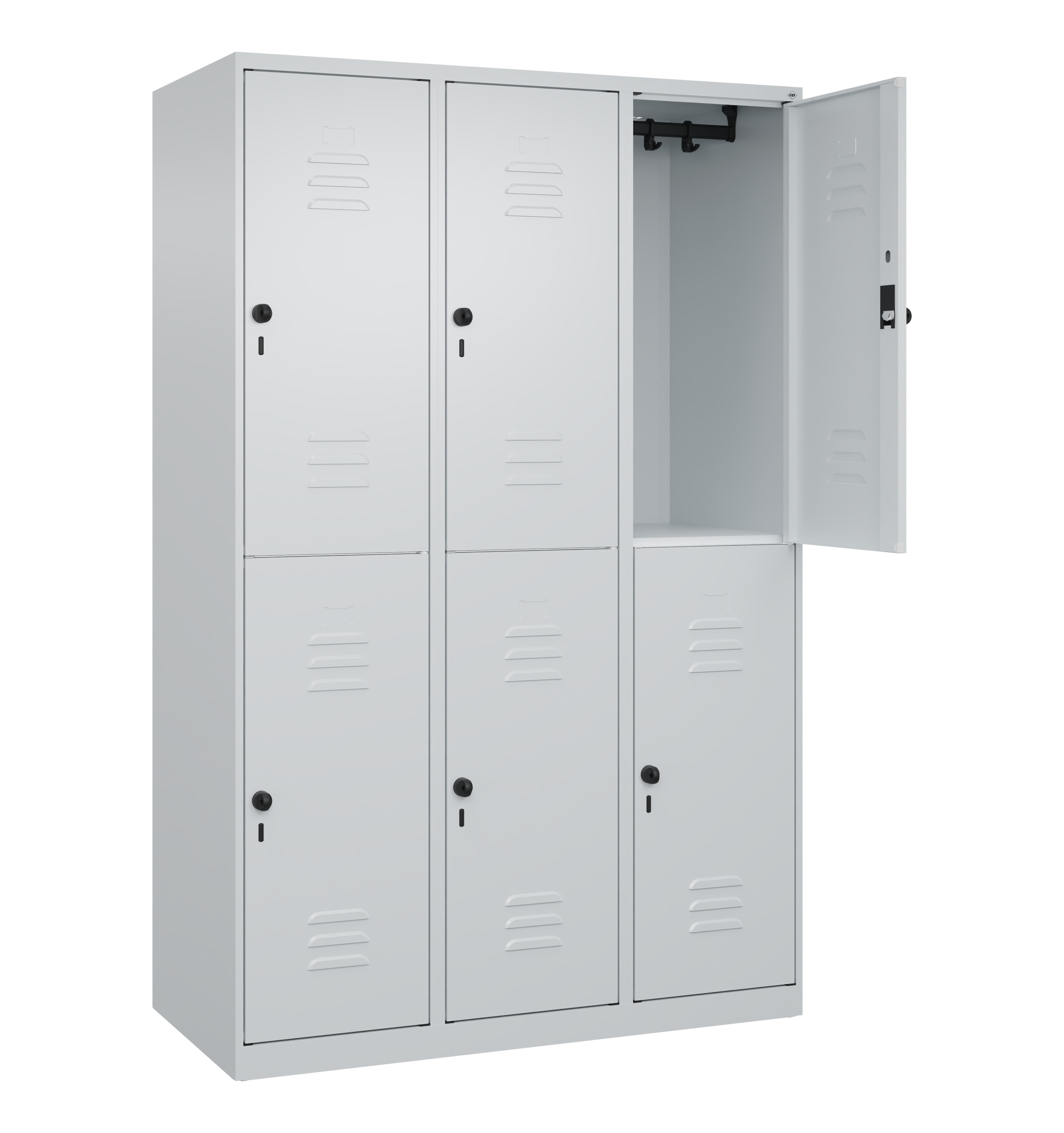 Doppelstock-Spind Classic Plus, 6 Fächer, 1850x1200x500mm Doppelstock-Spind Classic Plus, 6 Fächer, 1850x1200x500mm