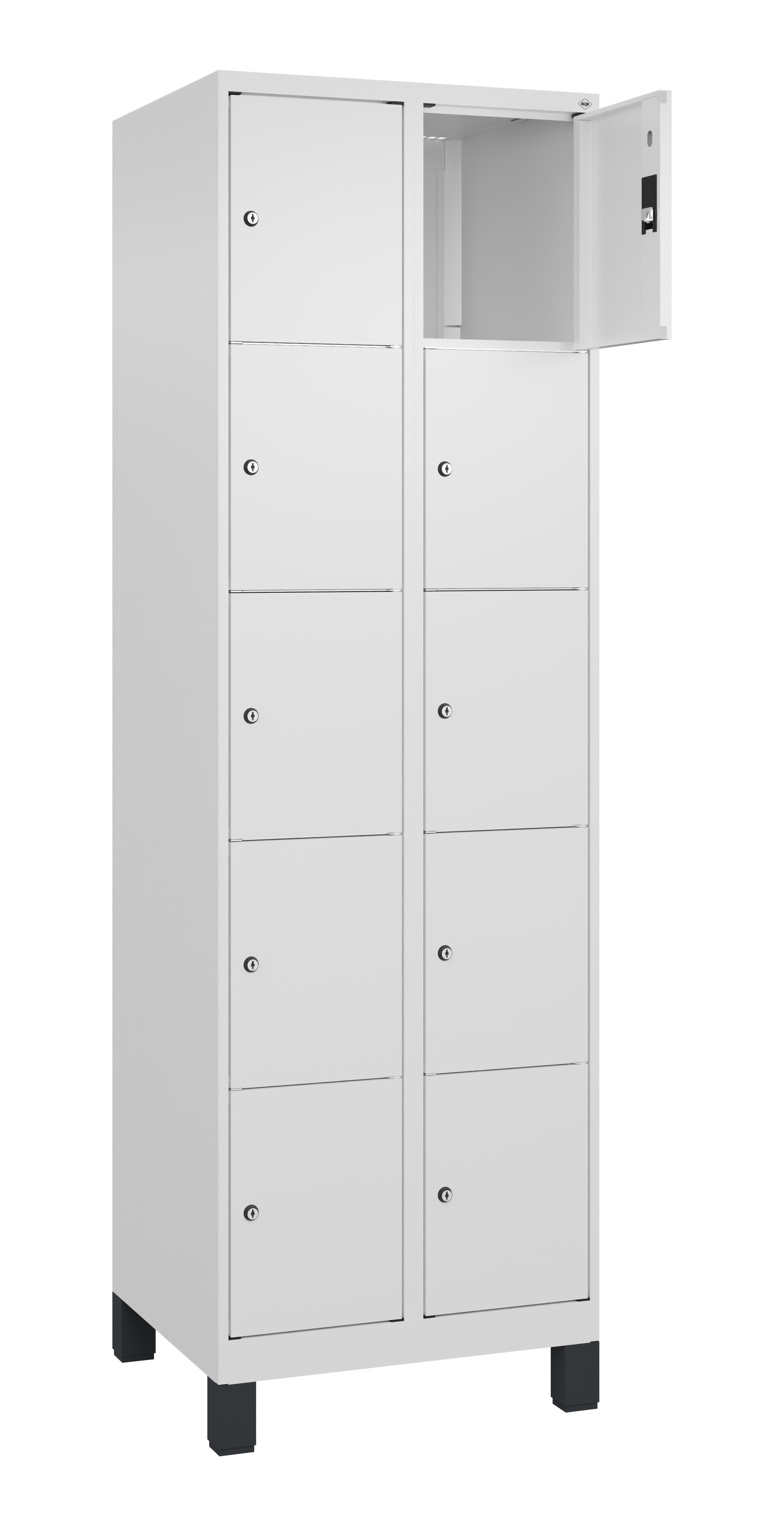 Schließfachschrank Classic Plus, Füße, 10 Fächer, 1950x600x500mm