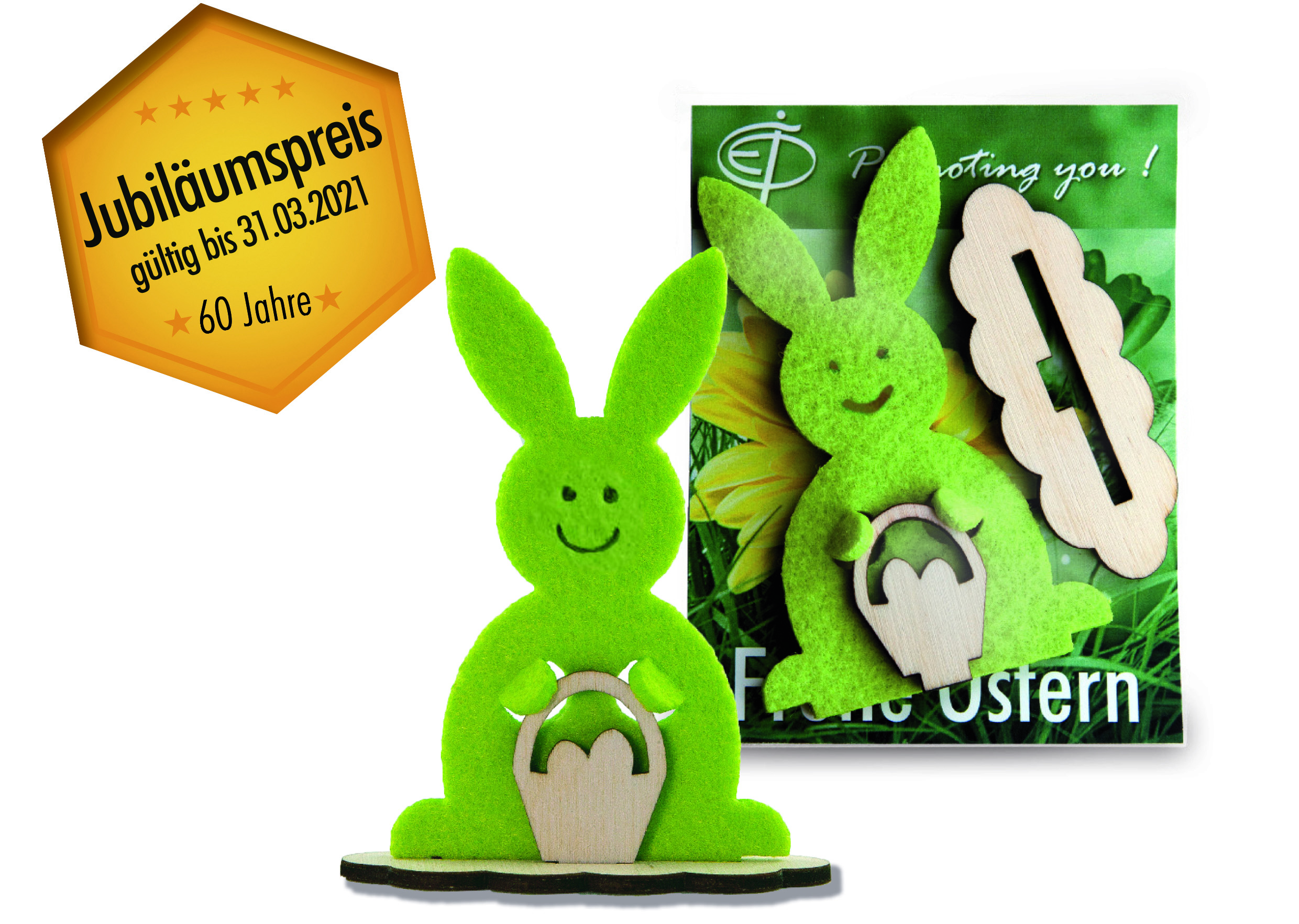 Steckfigur Hase in Werbekarte