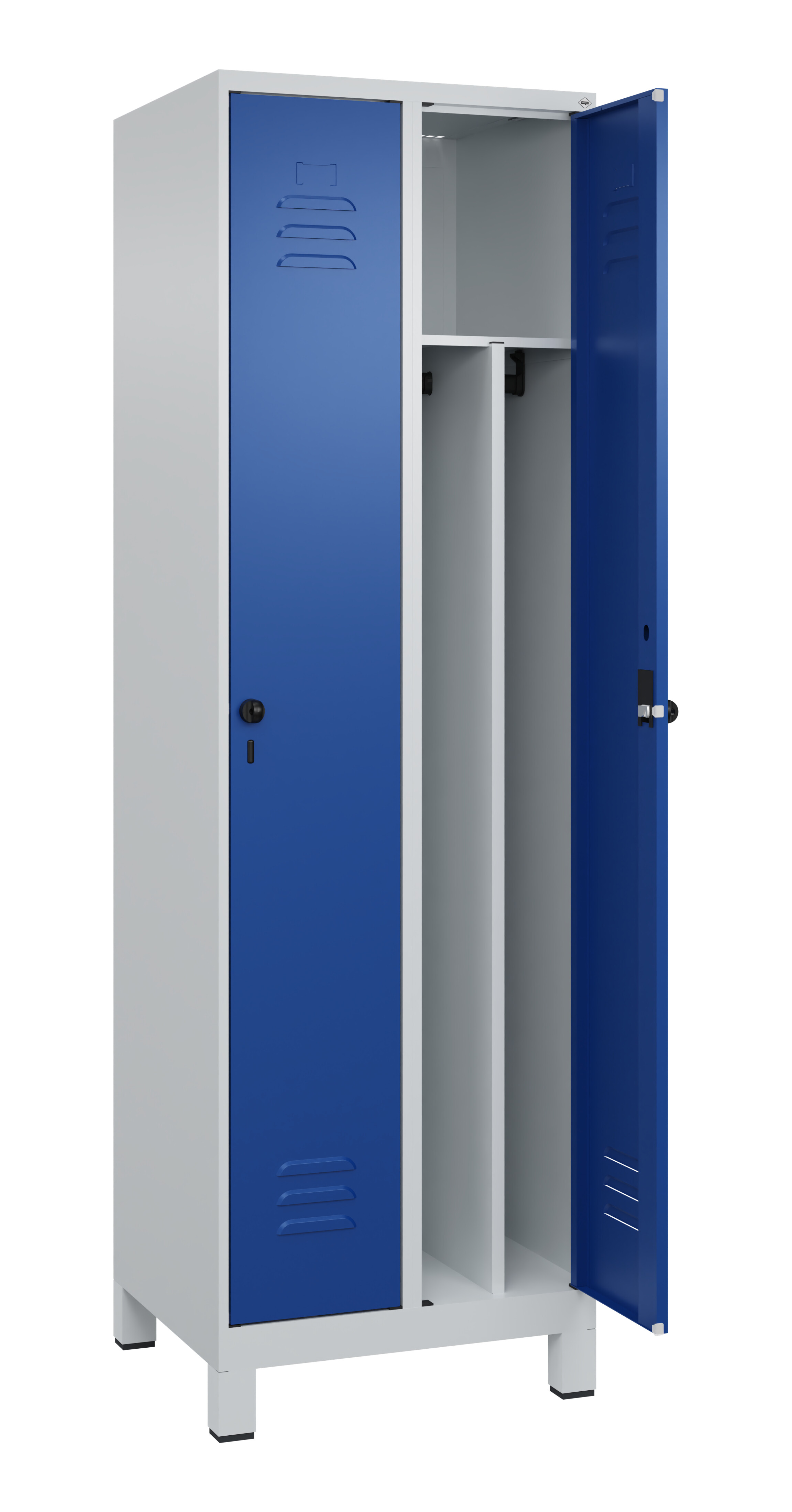 Spind Classic Plus, Füße, 2 Abteile, 1950x600x500mm Spind Classic Plus, Füße, 2 Abteile, 1950x600x500mm