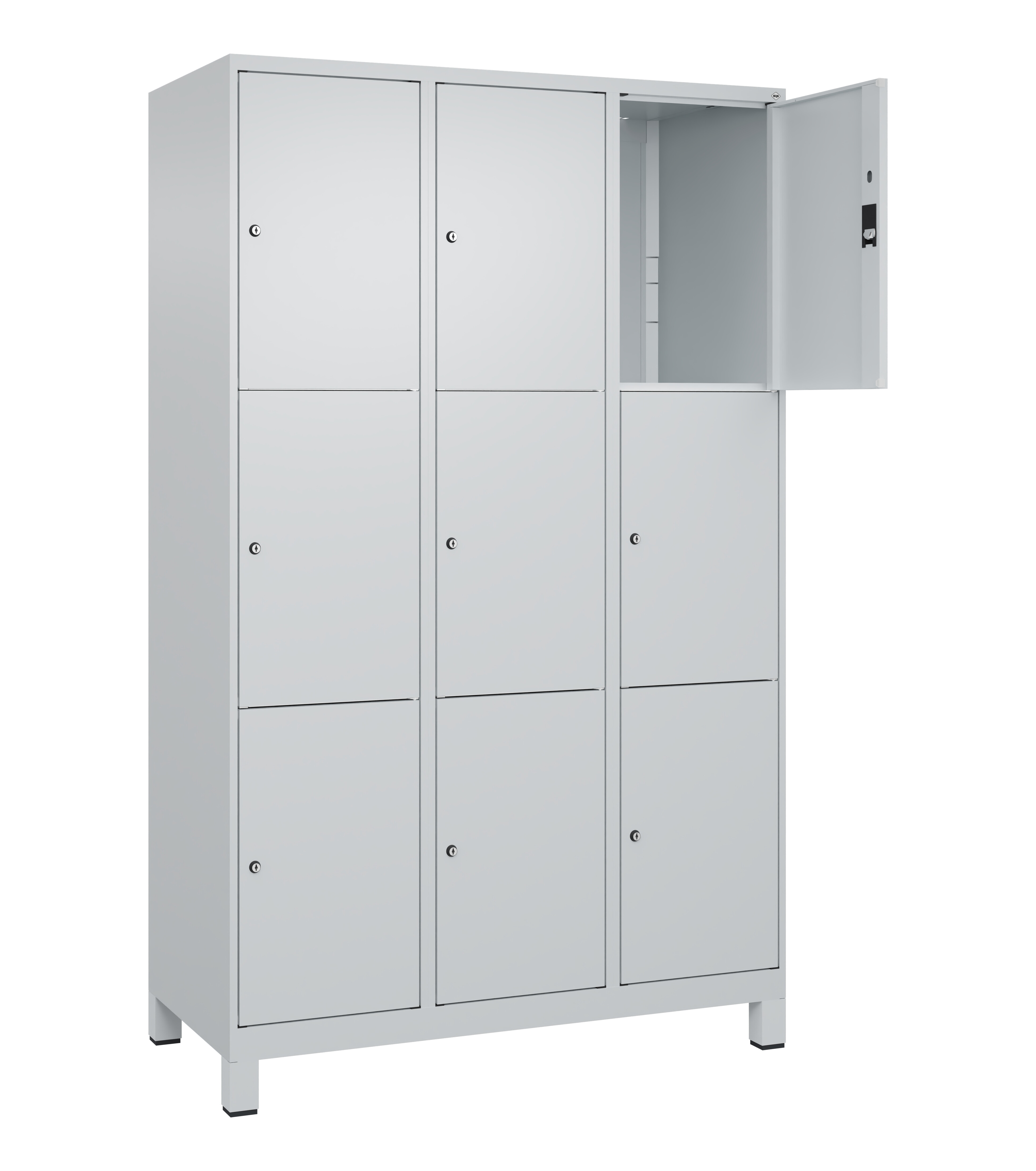 Schließfachschrank Classic Plus, Füße, 9 Fächer, 1950x1200x500mm Schließfachschrank Classic Plus, Füße, 9 Fächer, 1950x1200x500mm