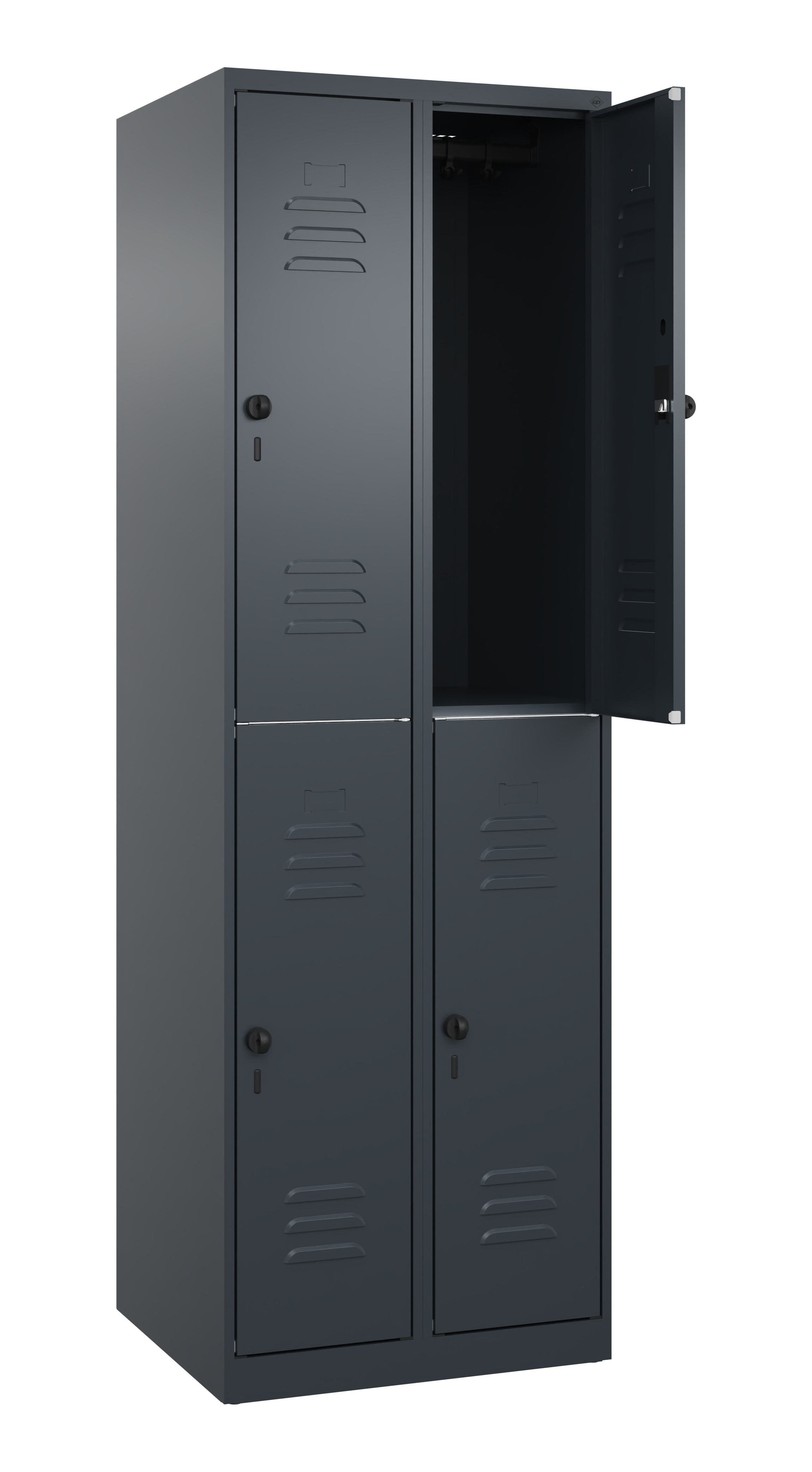 Doppelstock-Spind Classic Plus, 4 Fächer, 1850x600x500mm Doppelstock-Spind Classic Plus, 4 Fächer, 1850x600x500mm