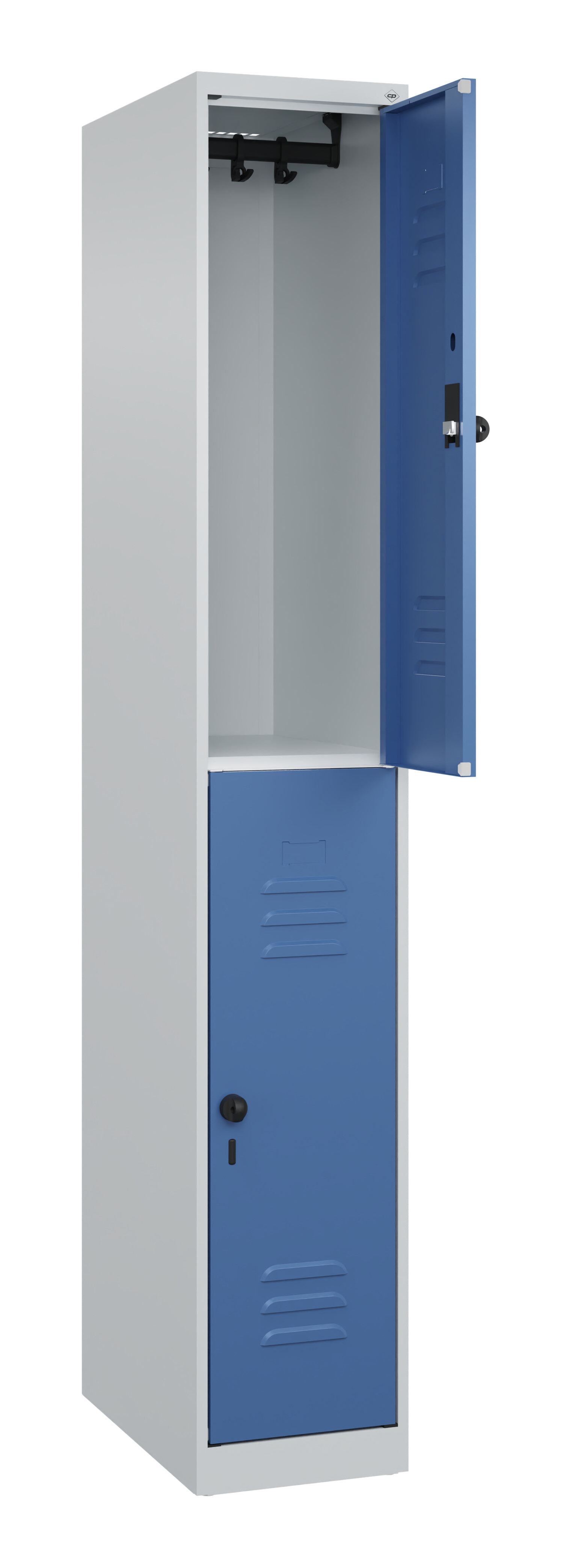 Doppelstock-Spind Classic Plus, 2 Fächer, 1850x300x500mm