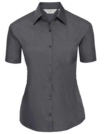 Russell Collection Ladies´ Short Sleeve Poly-Cotton Easy Care Poplin Shirt Russell Collection Ladies´ Short Sleeve Poly-Cotton Easy Care Poplin Shirt