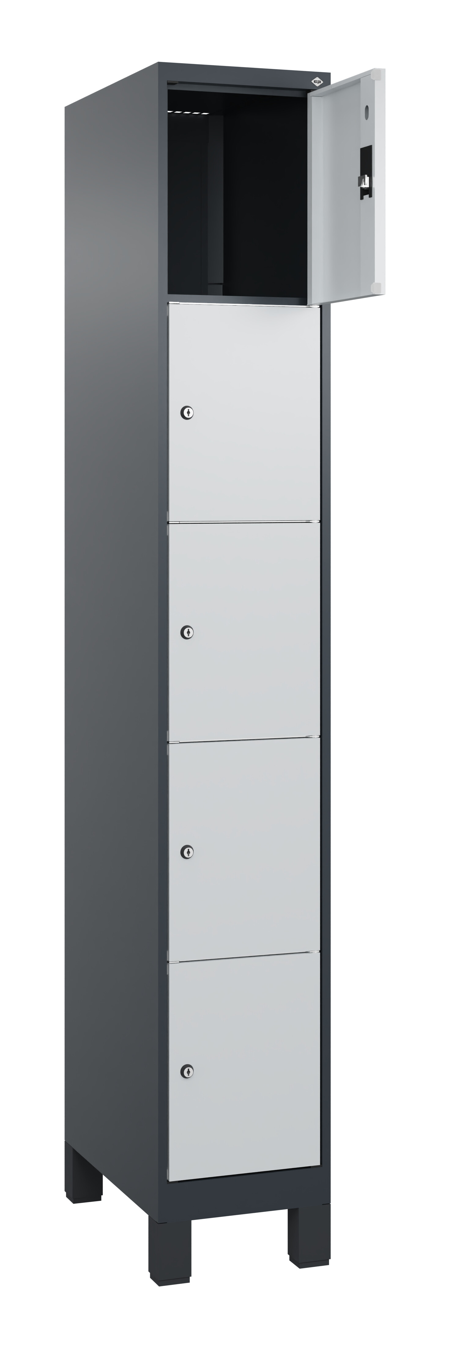 Schließfachschrank Classic Plus, Füße, 5 Fächer, 1950x300x500mm