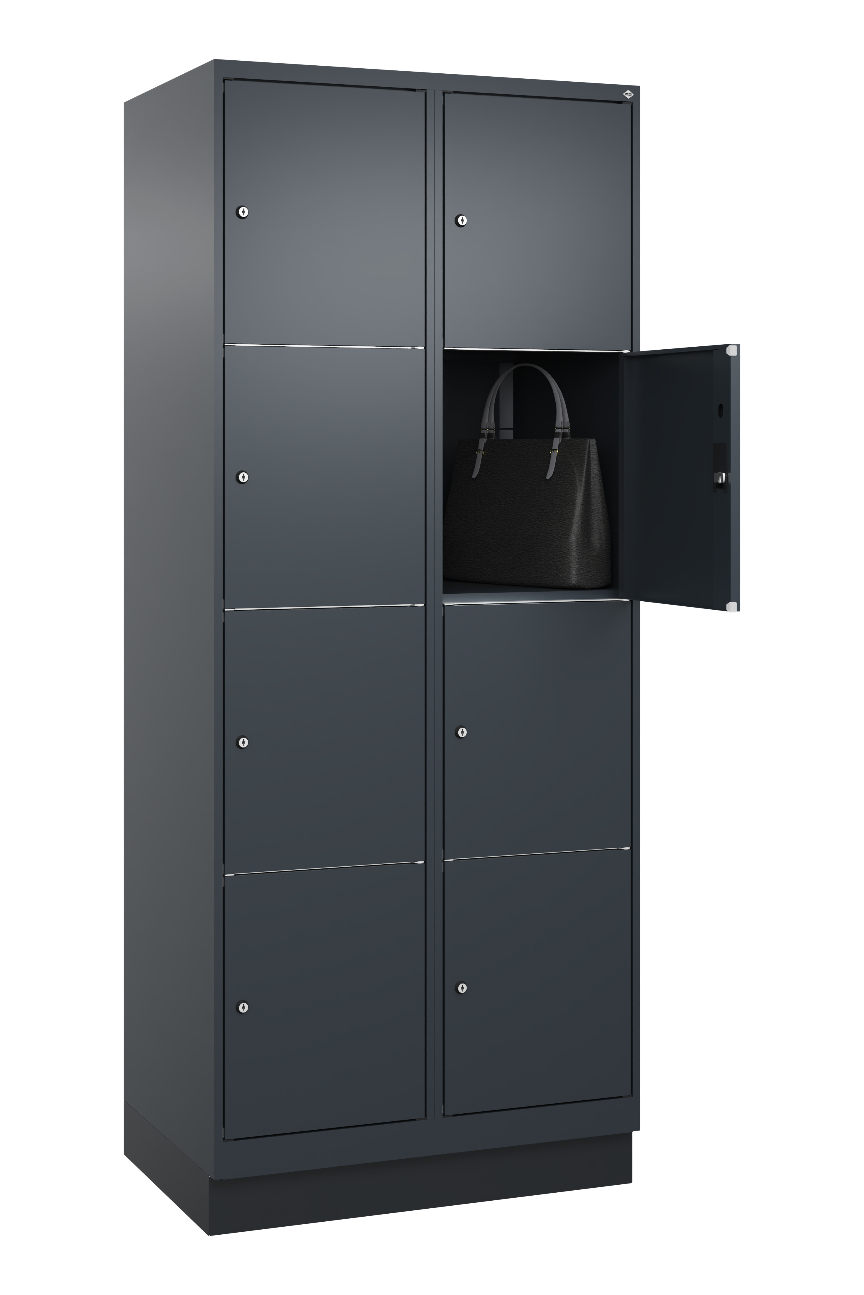 Schließfachschrank Classic Plus, Sockel, 8 Fächer, 2120x800x500mm