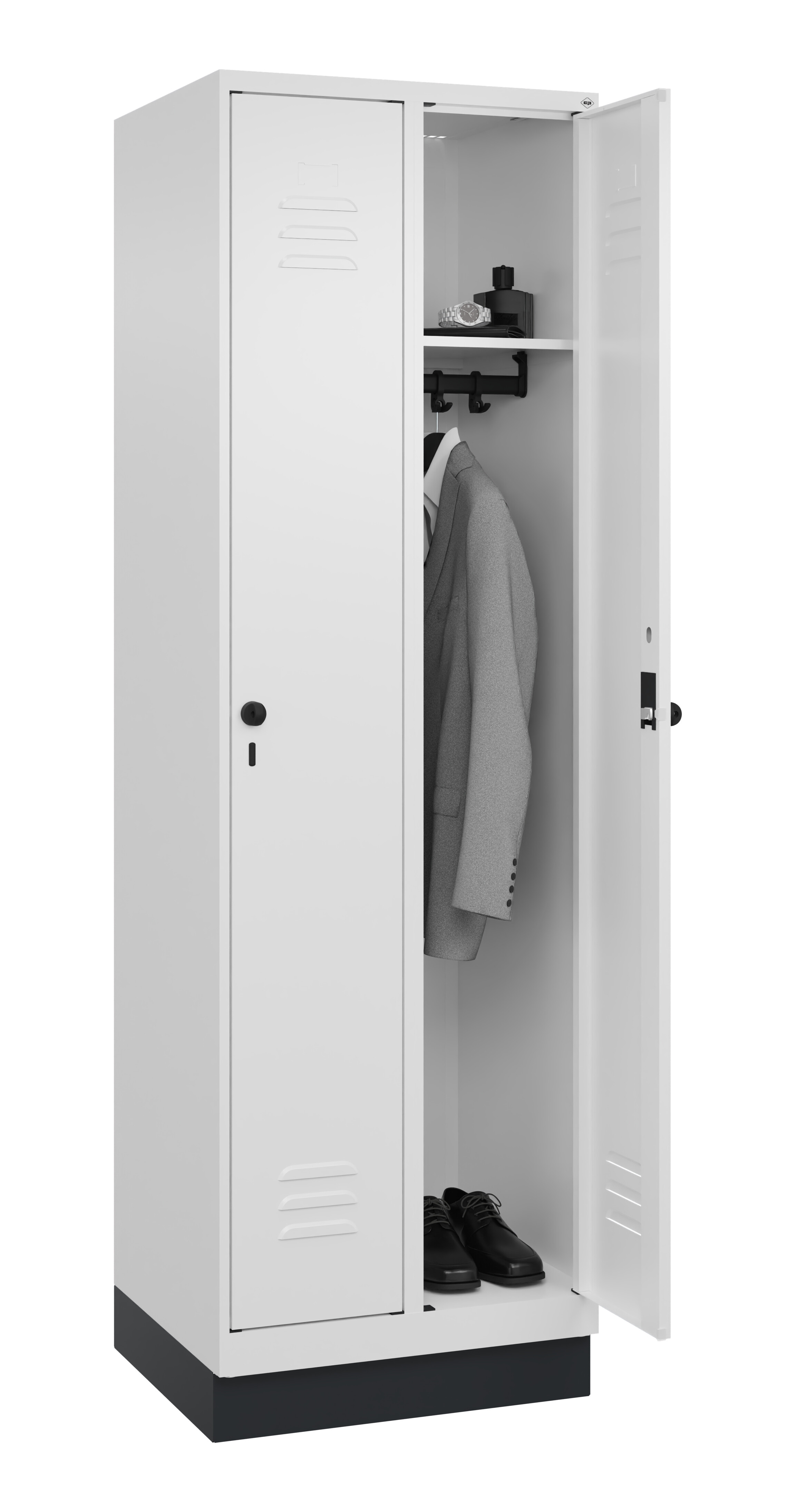 Spind Classic Plus, Sockel, 2 Abteile, 1950x600x500mm