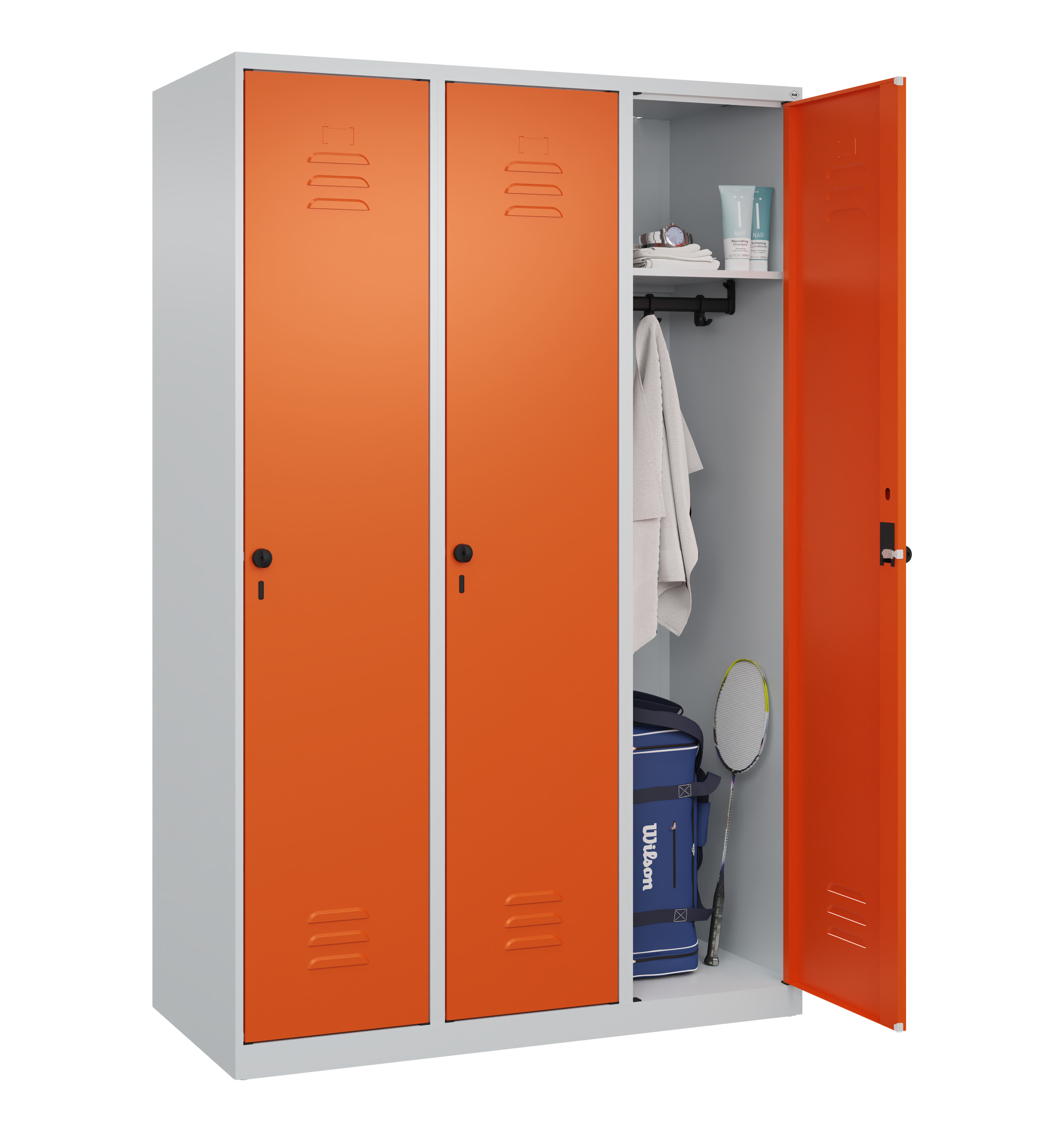 Spind Classic Plus, 3 Abteile, 1850x1200x500mm Spind Classic Plus, 3 Abteile, 1850x1200x500mm