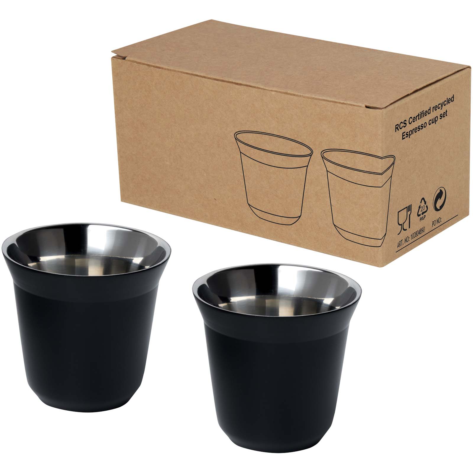 Duo 80 ml RCS-zertifiziertes Espressotassen Set aus Edelstahl Duo 80 ml RCS-zertifiziertes Espressotassen Set aus Edelstahl