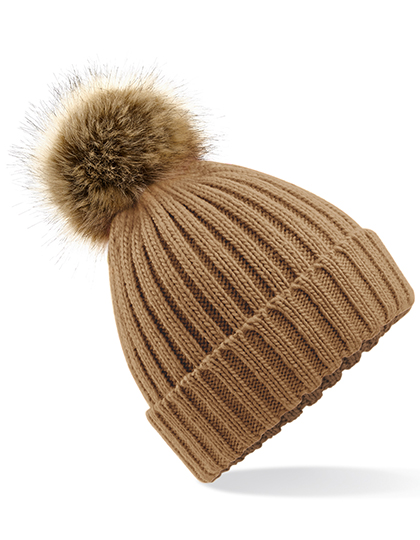 Beechfield Faux Fur Pop Pom Chunky Beanie Beechfield Faux Fur Pop Pom Chunky Beanie