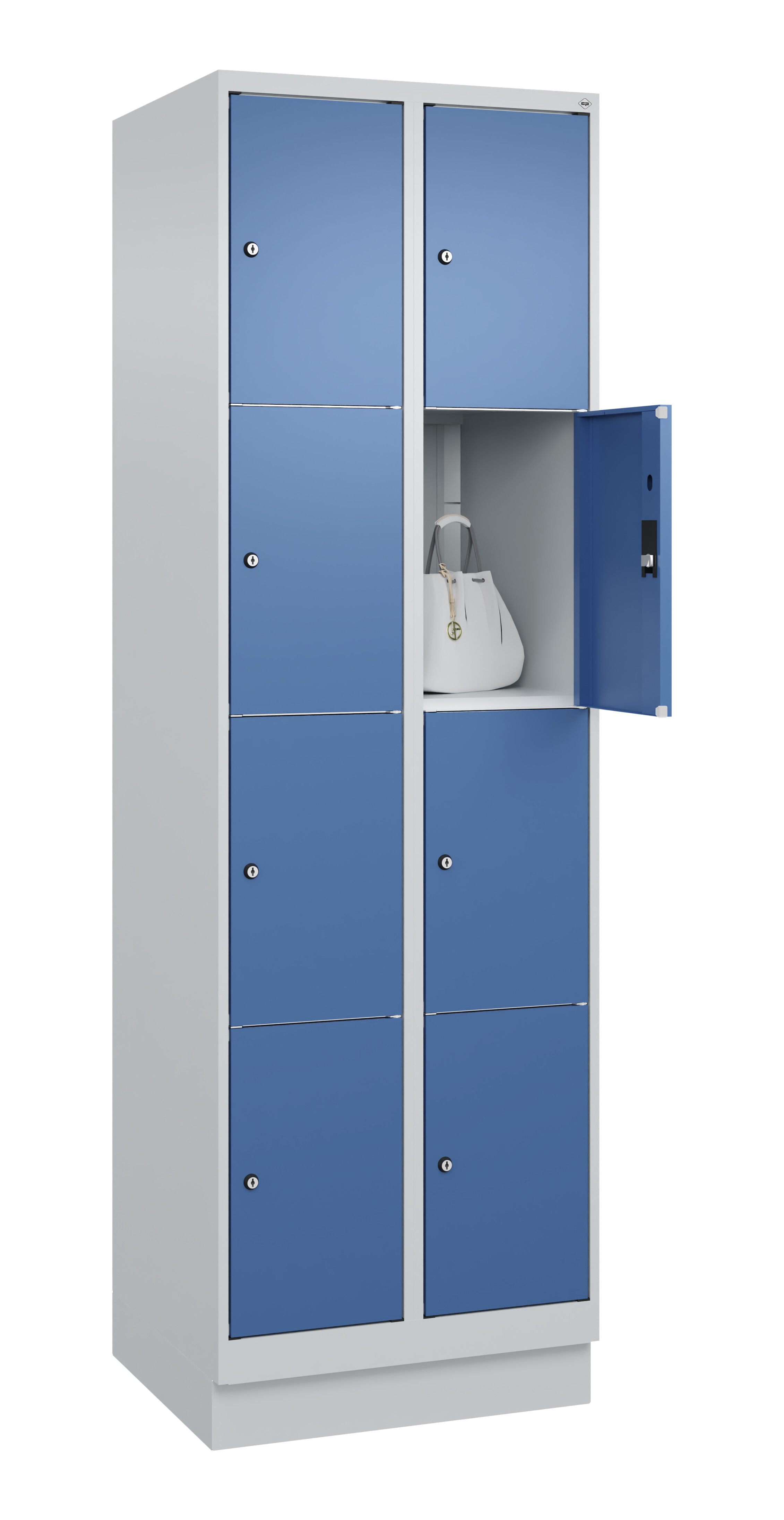 Schließfachschrank Classic Plus, Sockel, 8 Fächer, 1950x600x500mm