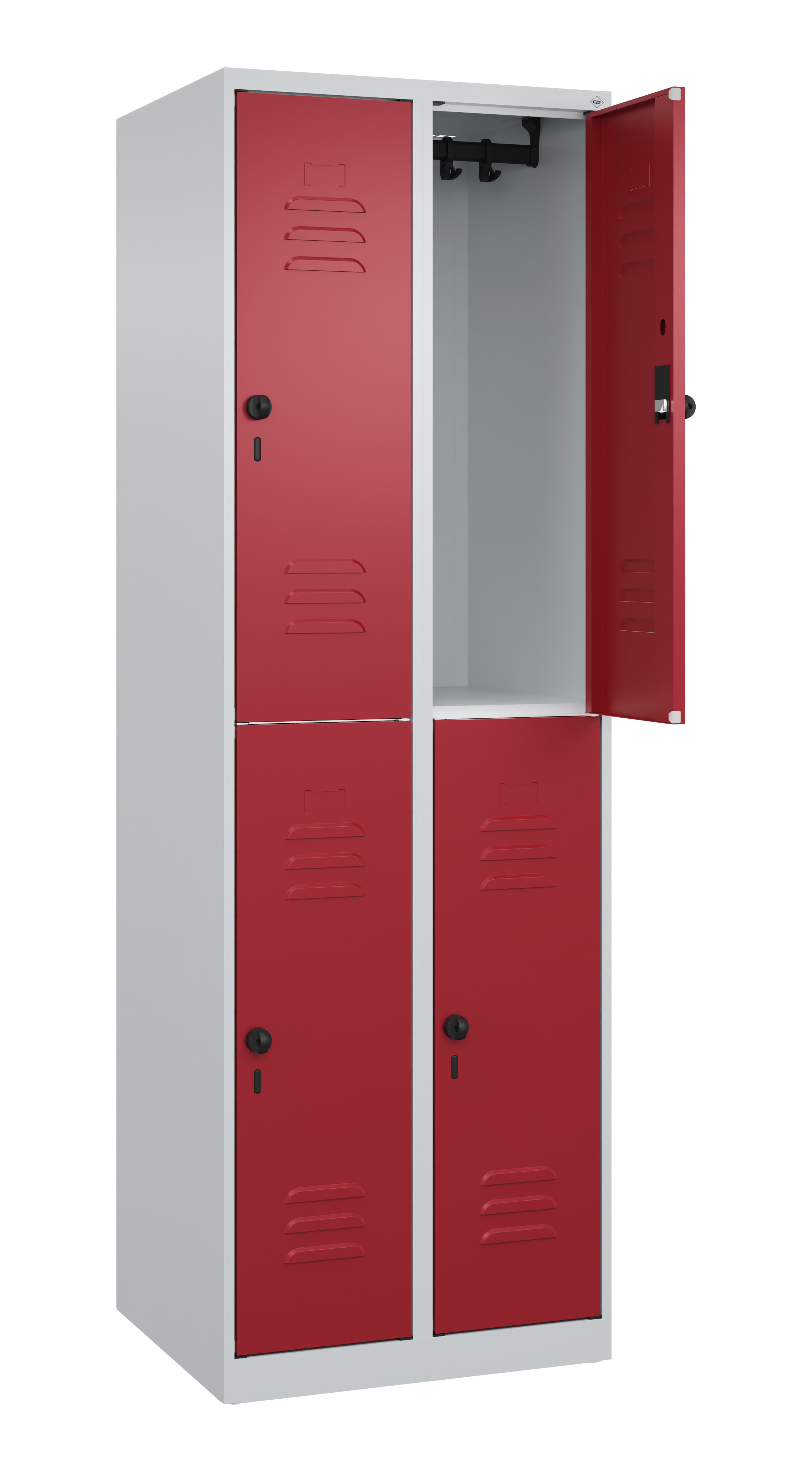 Doppelstock-Spind Classic Plus, 4 Fächer, 1850x600x500mm Doppelstock-Spind Classic Plus, 4 Fächer, 1850x600x500mm