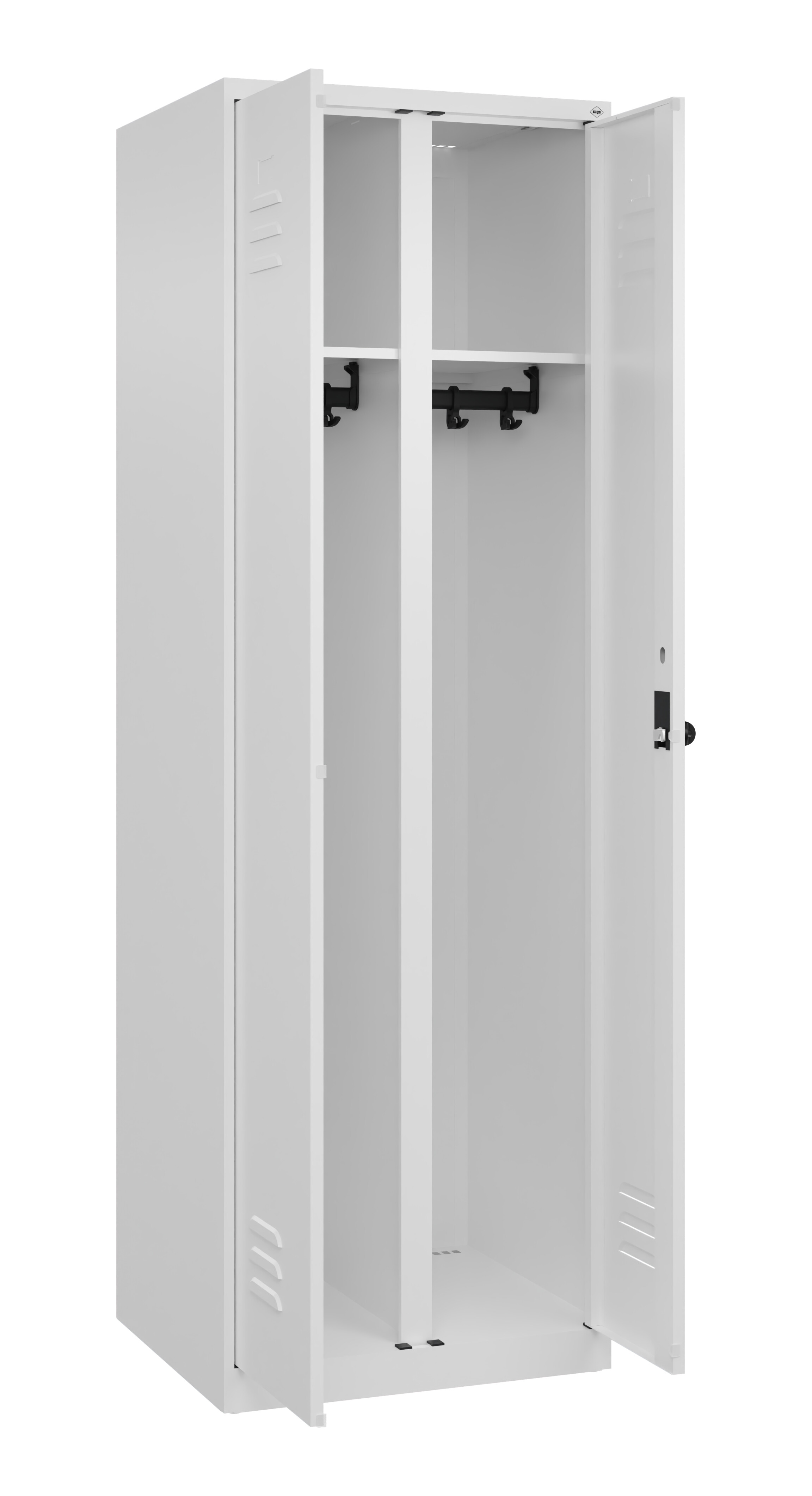 Schwarz-Weiß-Spind Classic Plus, 2 Abteile, 1850x600x500mm Schwarz-Weiß-Spind Classic Plus, 2 Abteile, 1850x600x500mm