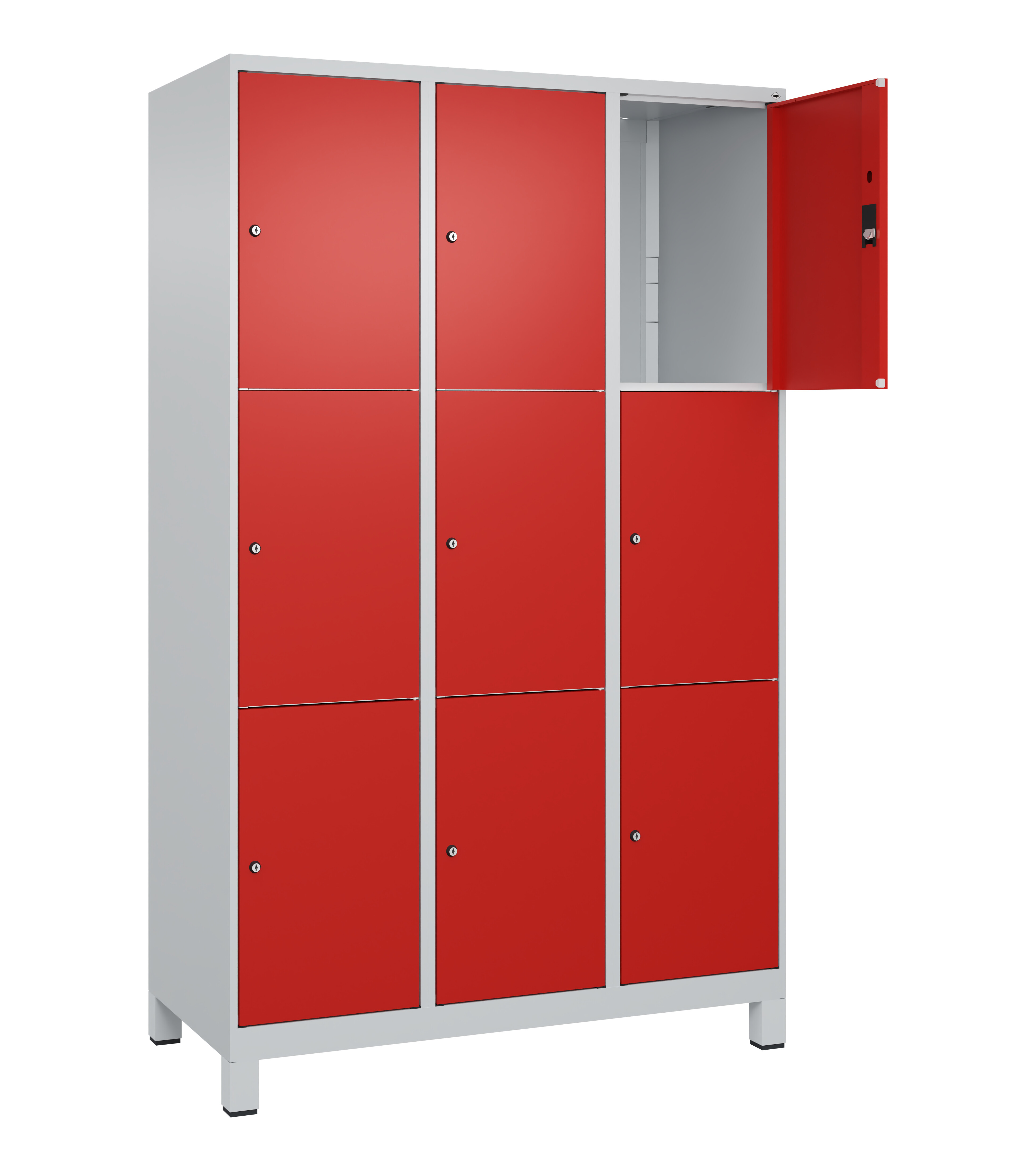 Schließfachschrank Classic Plus, Füße, 9 Fächer, 1950x1200x500mm