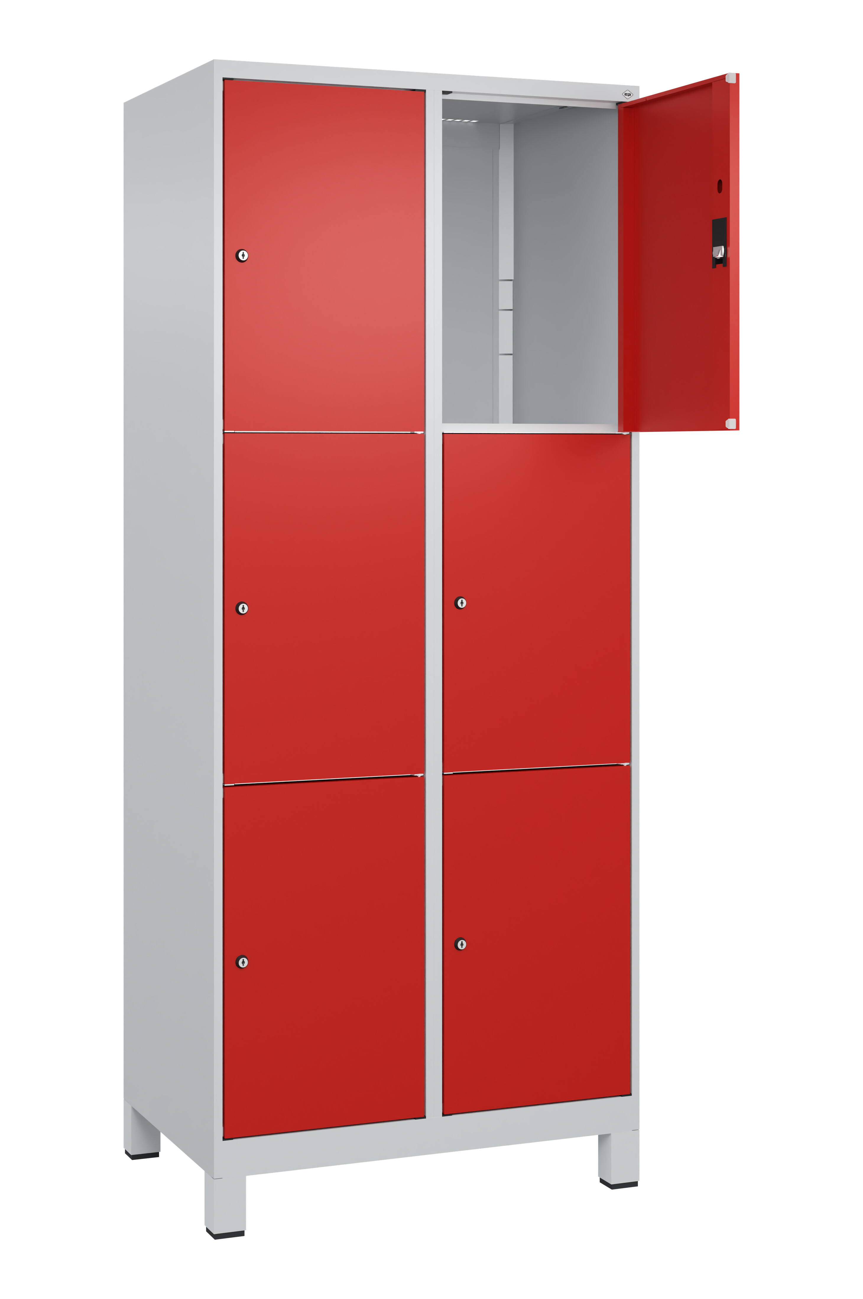 Schließfachschrank Classic Plus, Füße, 6 Fächer, 1950x800x500mm