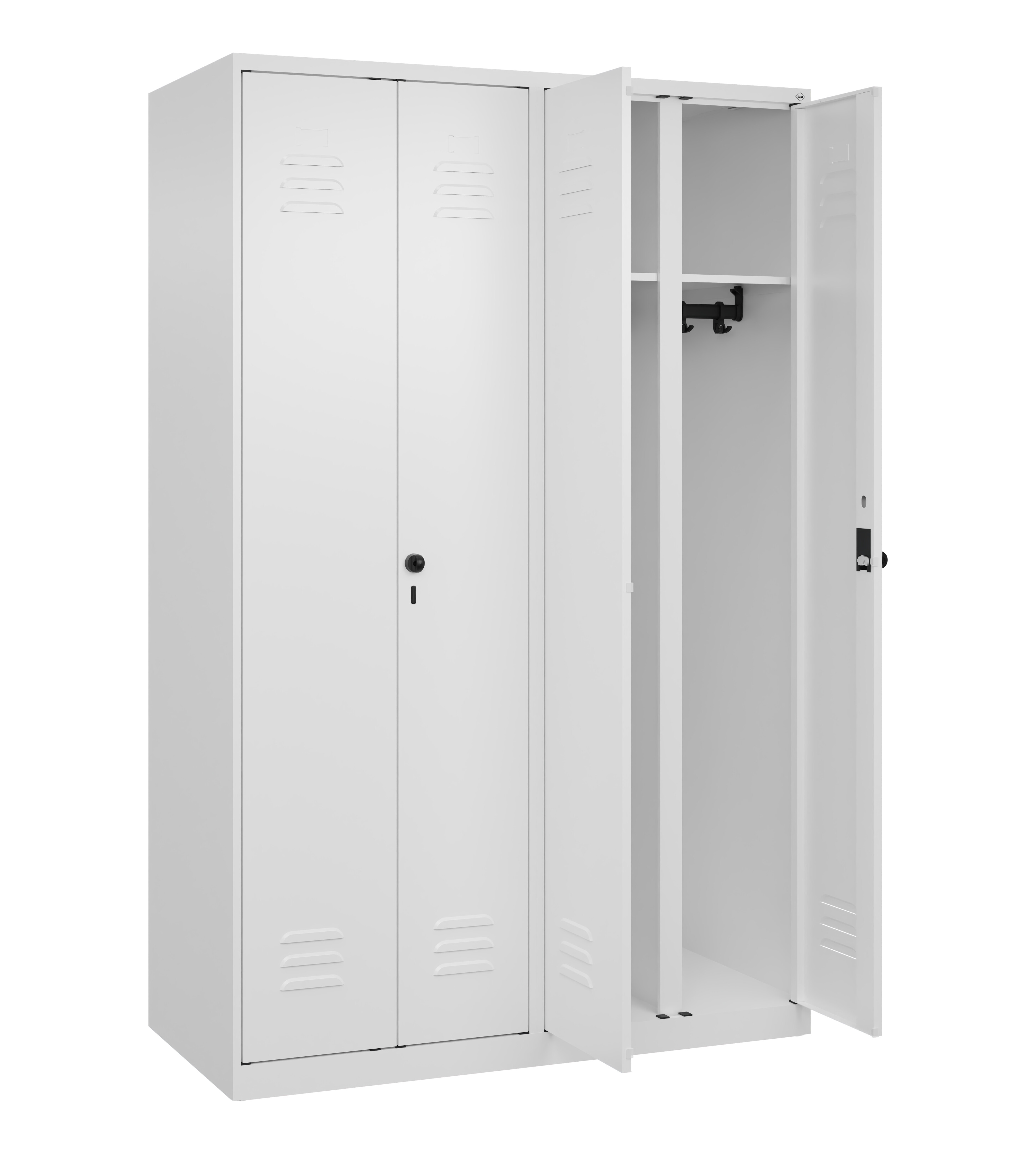 Schwarz-Weiß-Spind Classic Plus, 4 Abteile, 1850x1200x500mm