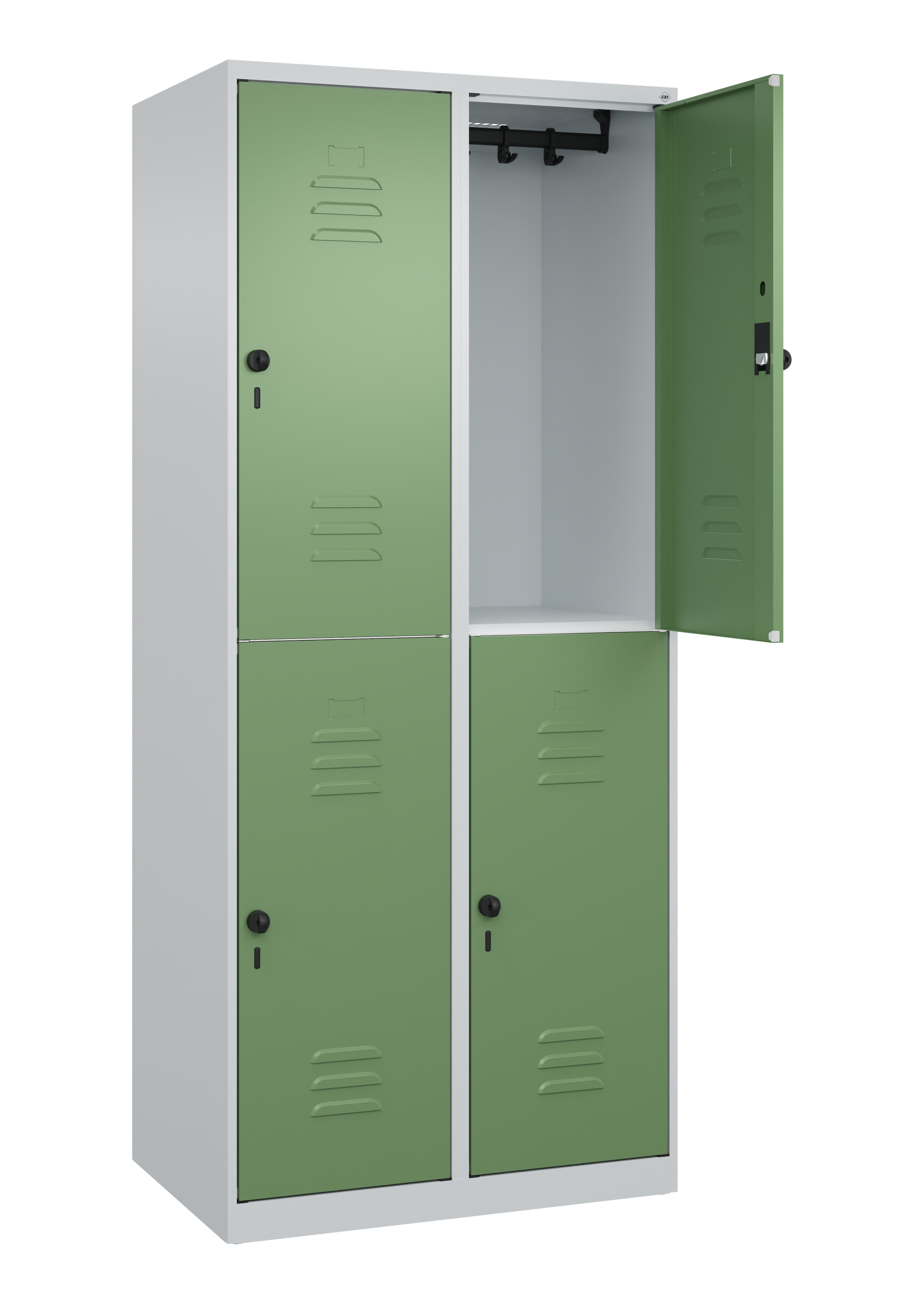 Doppelstock-Spind Classic Plus, 4 Fächer, 1850x800x500mm Doppelstock-Spind Classic Plus, 4 Fächer, 1850x800x500mm