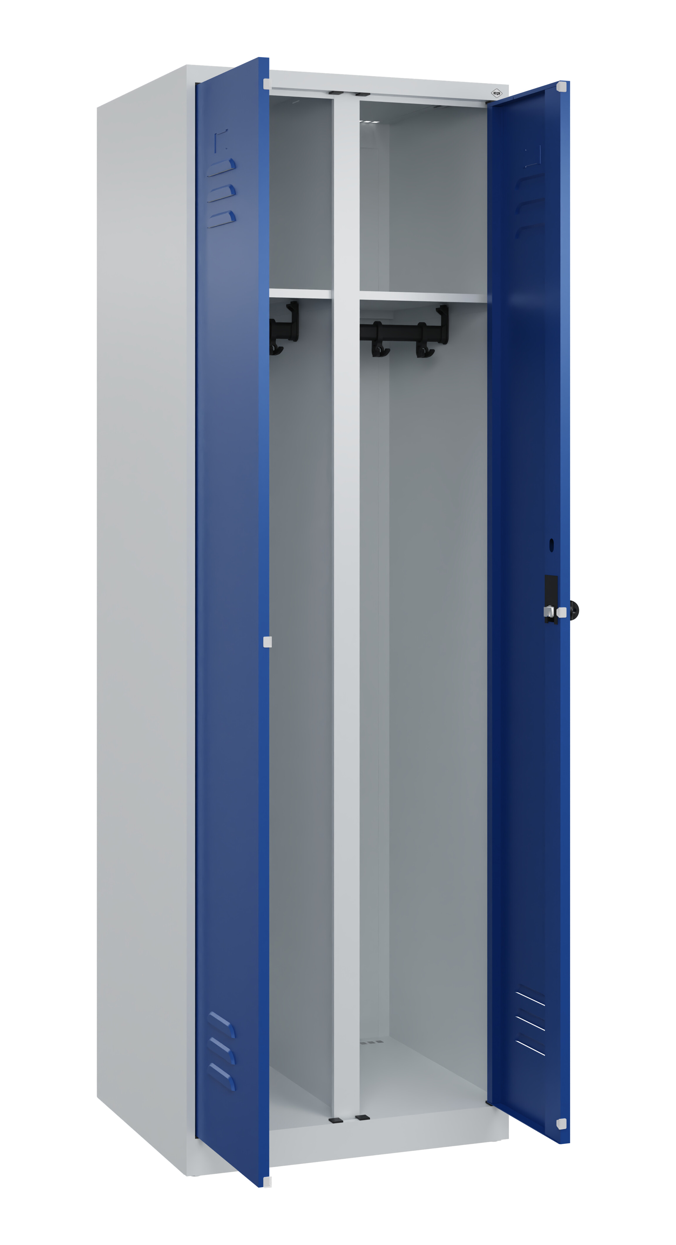 Schwarz-Weiß-Spind Classic Plus, 2 Abteile, 1850x600x500mm