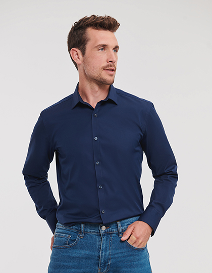 Russell Collection Men´s Long Sleeve Fitted Ultimate Stretch Shirt