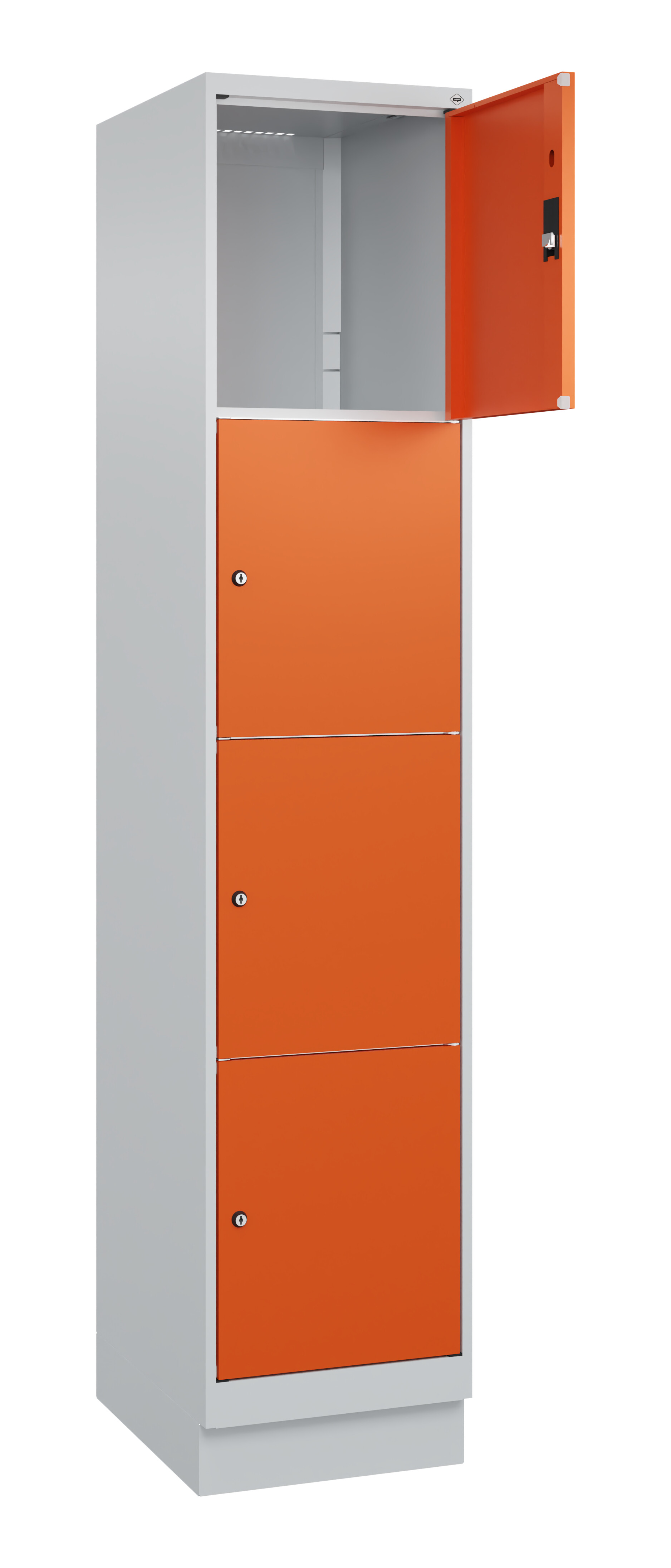Schließfachschrank Classic Plus, Sockel, 4 Fächer, 2120x400x500mm Schließfachschrank Classic Plus, Sockel, 4 Fächer, 2120x400x500mm