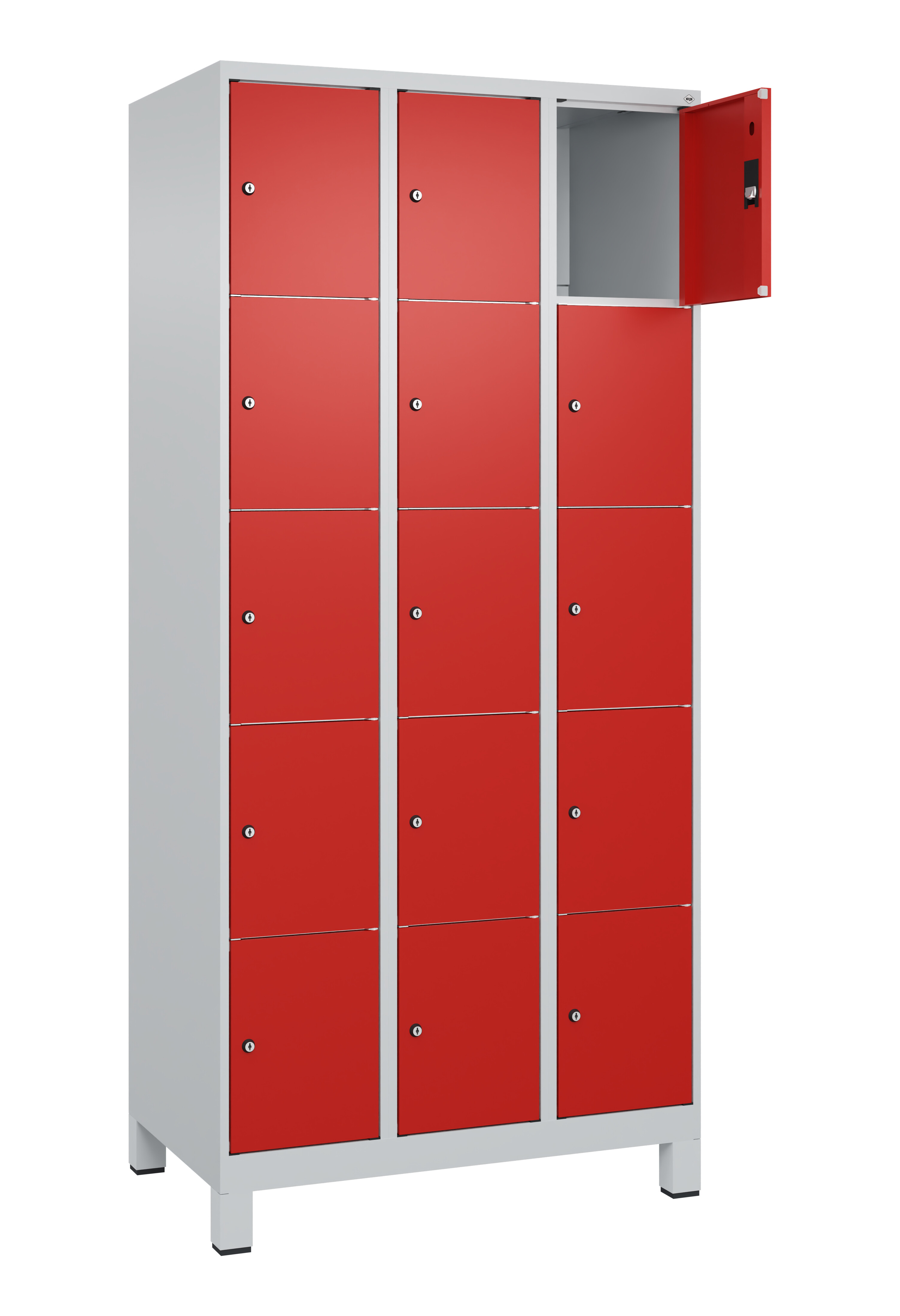 Schließfachschrank Classic Plus, Füße, 15 Fächer, 1950x900x500mm Schließfachschrank Classic Plus, Füße, 15 Fächer, 1950x900x500mm