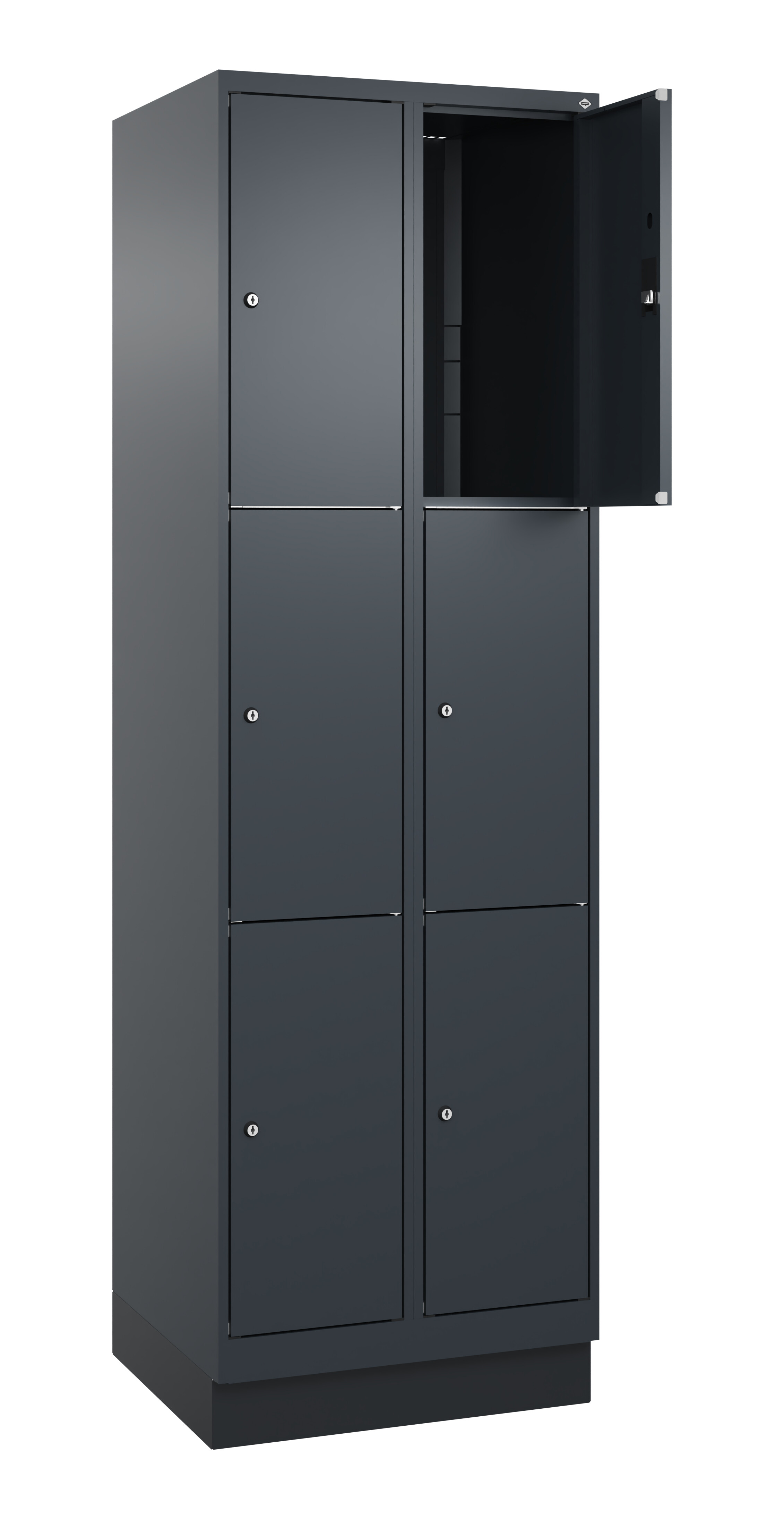 Schließfachschrank Classic Plus, Sockel, 6 Fächer, 1950x600x500mm