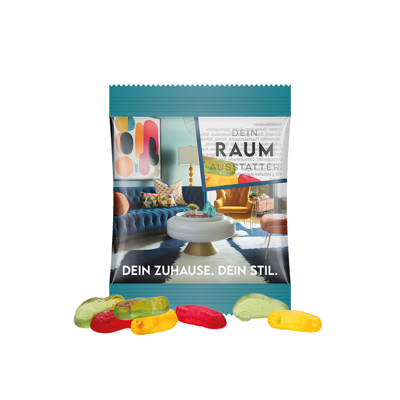 Minitüte 15 g Folie transparent Trolli Fruchtgummi Autos Minitüte 15 g Folie transparent Trolli Fruchtgummi Autos