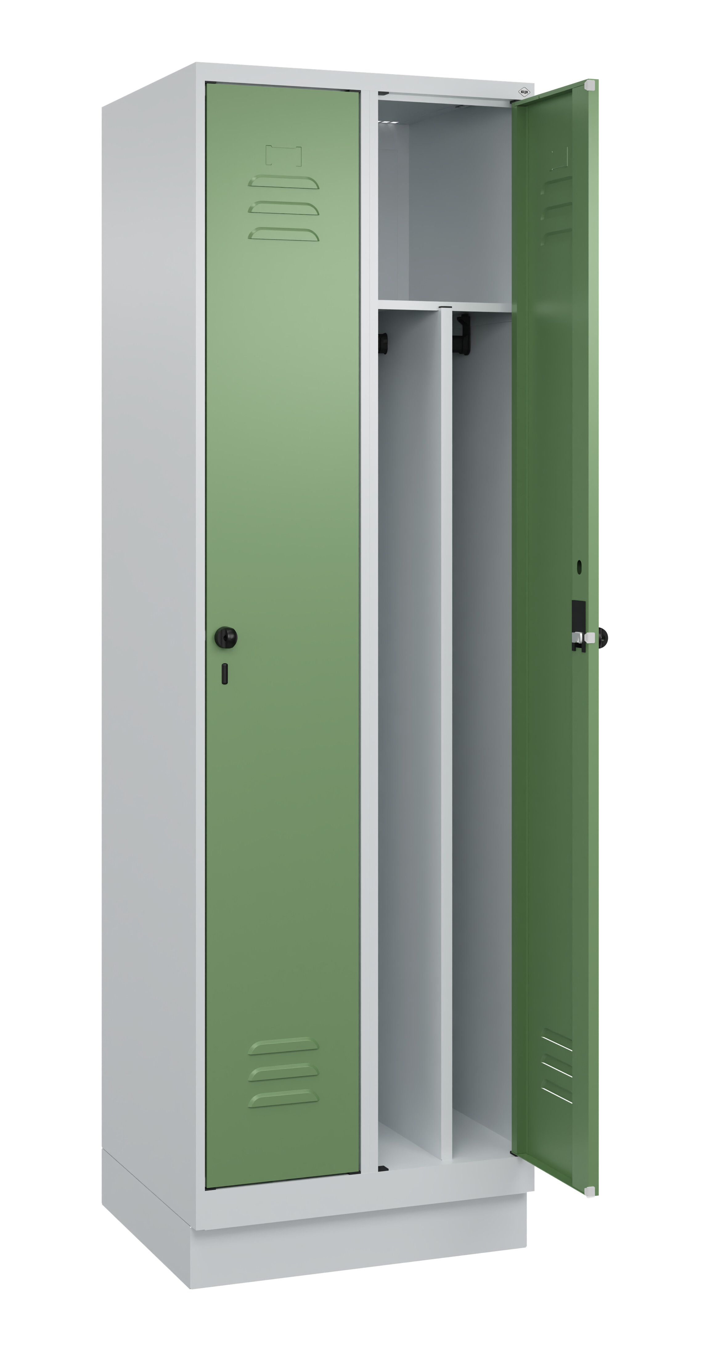 Spind Classic Plus, Sockel, 2 Abteile, 1950x600x500mm