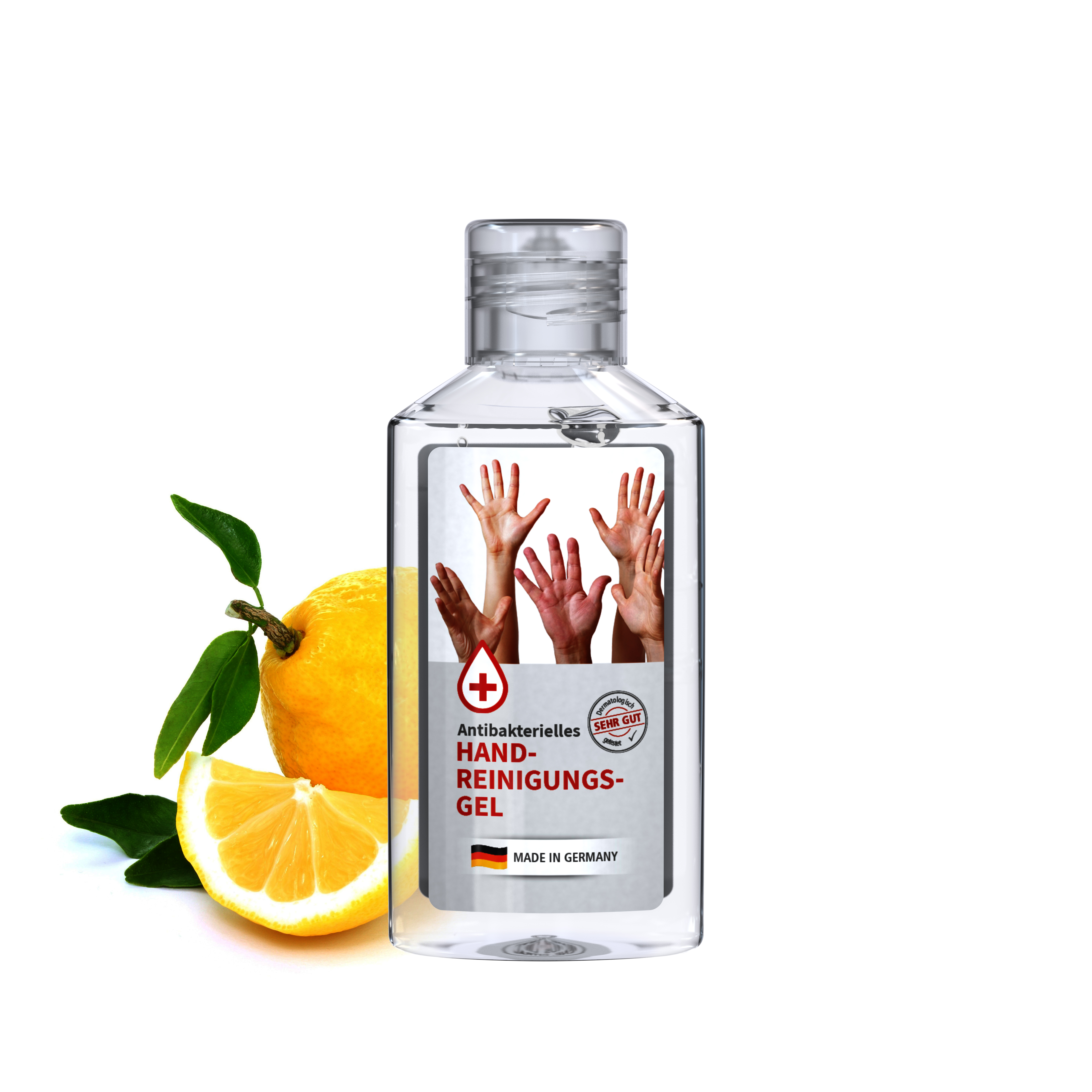 50 ml Flasche transp. - Handreinigungsgel antibakteriell - Body Label 50 ml Flasche transp. - Handreinigungsgel antibakteriell - Body Label