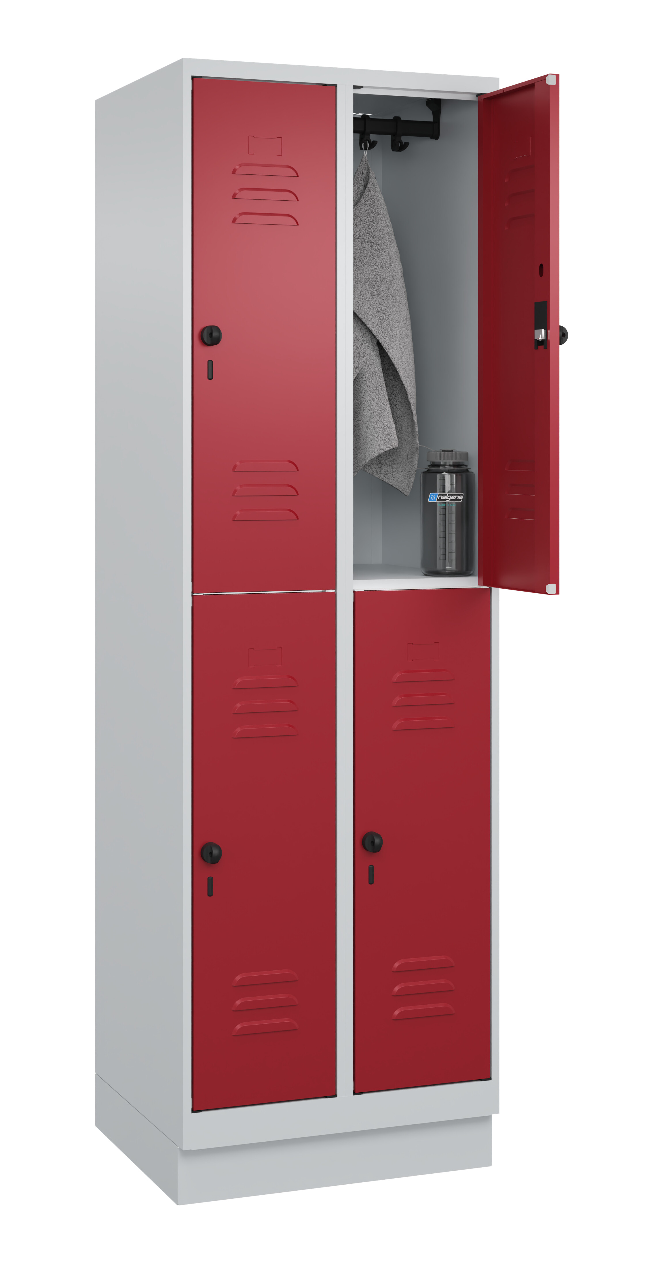 Doppelstock-Spind Classic Plus, Sockel, 4 Fächer, 1950x600x500mm