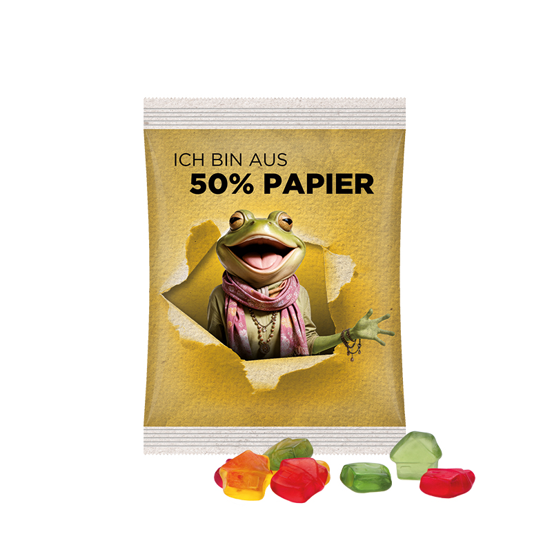 Maxitüte Folie mit ca. 50% Papieranteil weiß Trolli Fruchtgummi Haus Maxitüte Folie mit ca. 50% Papieranteil weiß Trolli Fruchtgummi Haus