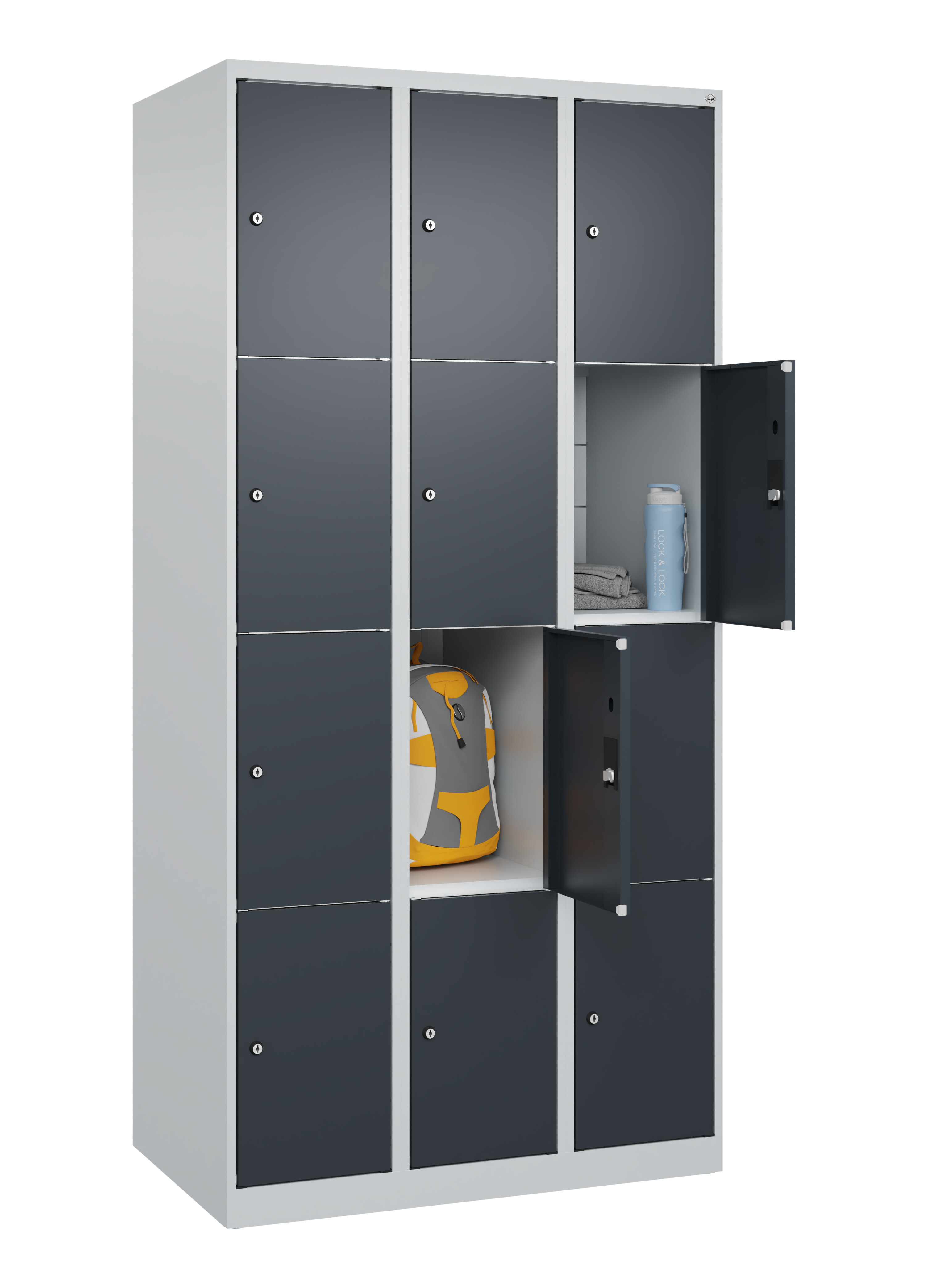 Schließfachschrank Classic Plus, 12 Fächer, 1850x900x500mm
