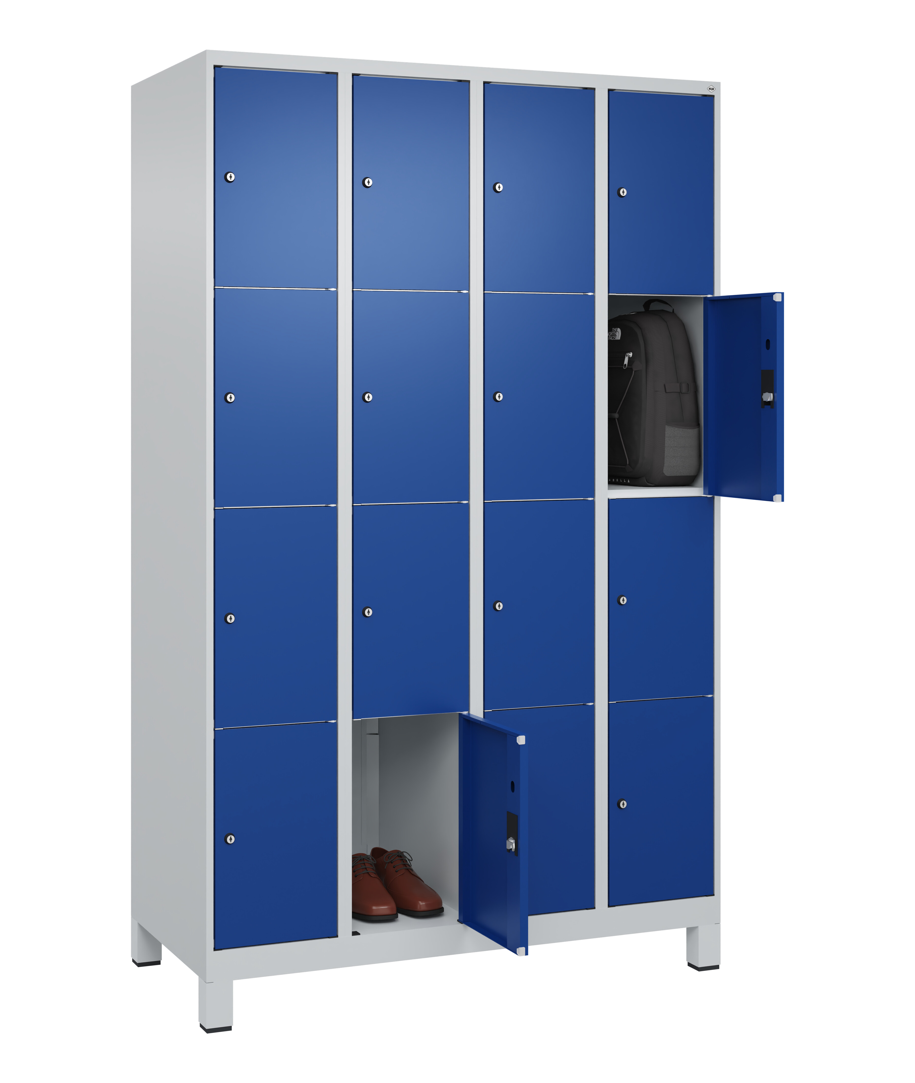 Schließfachschrank Classic Plus, Füße, 16 Fächer, 1950x1200x500mm Schließfachschrank Classic Plus, Füße, 16 Fächer, 1950x1200x500mm