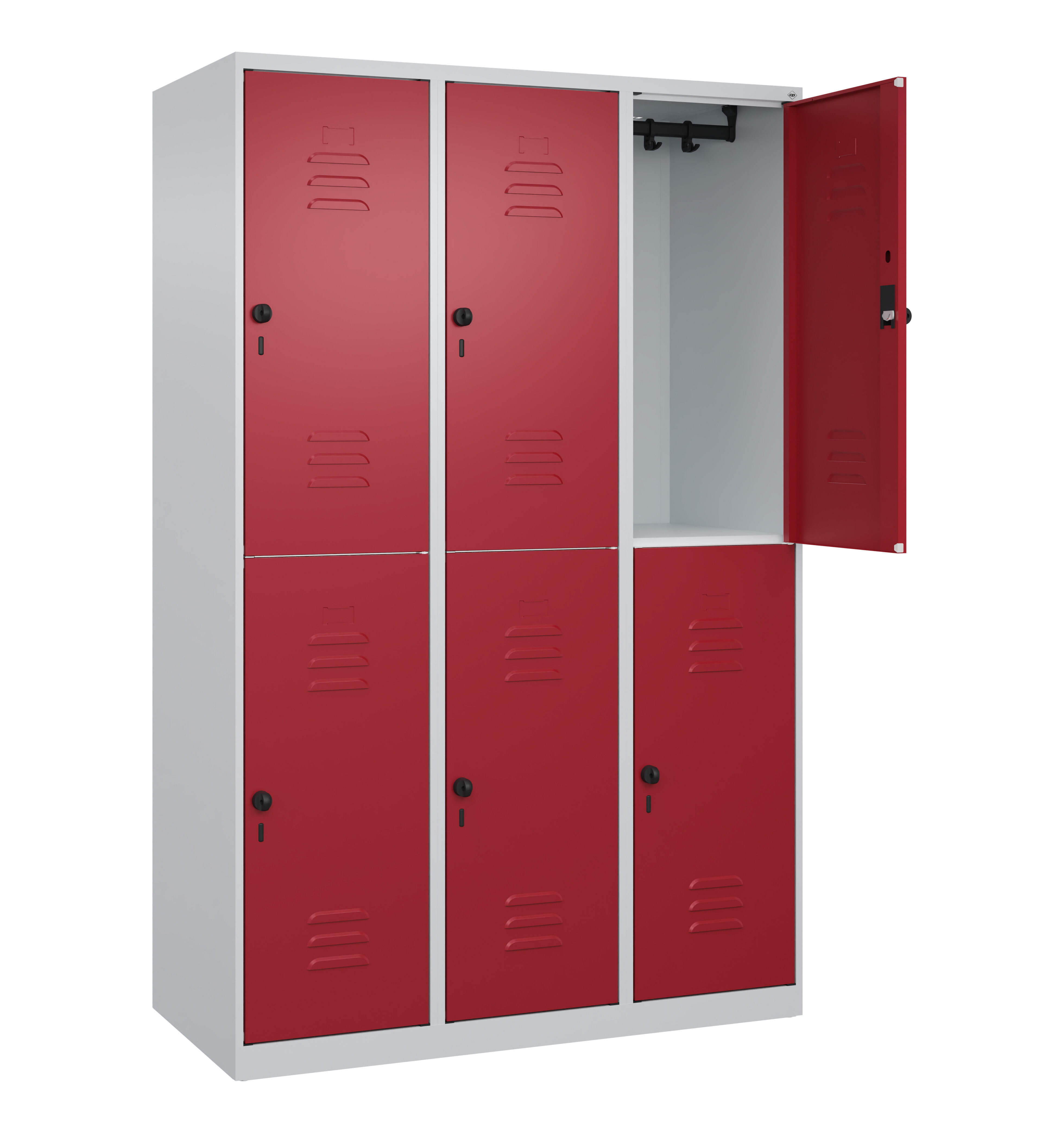 Doppelstock-Spind Classic Plus, 6 Fächer, 1850x1200x500mm Doppelstock-Spind Classic Plus, 6 Fächer, 1850x1200x500mm