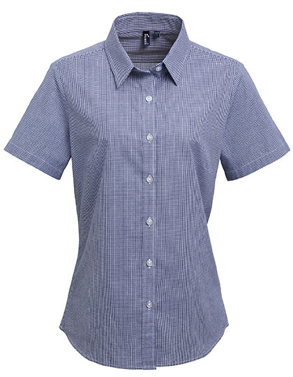 Premier Workwear Women´s Microcheck (Gingham) Short Sleeve Cotton Shirt