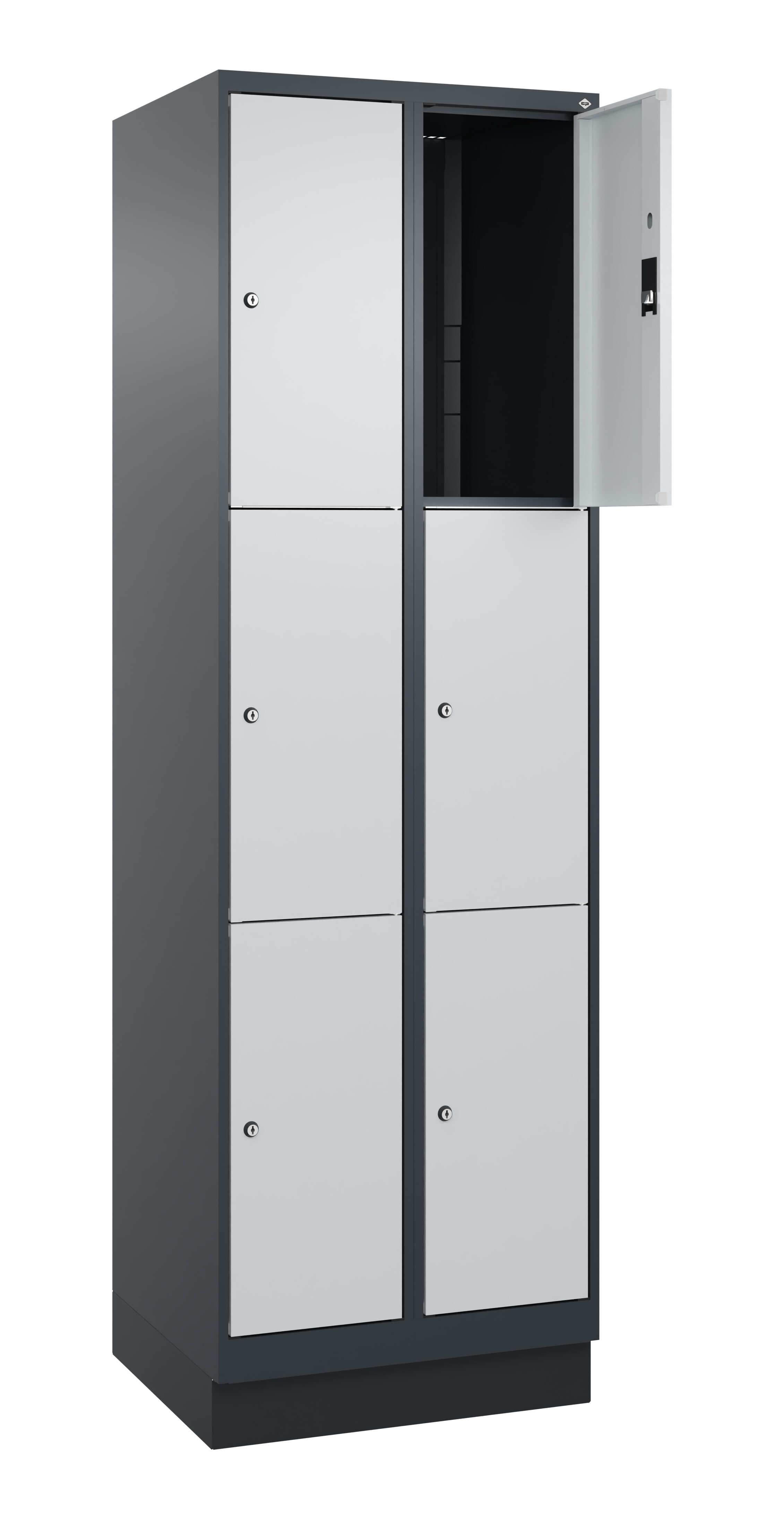 Schließfachschrank Classic Plus, Sockel, 6 Fächer, 1950x600x500mm Schließfachschrank Classic Plus, Sockel, 6 Fächer, 1950x600x500mm