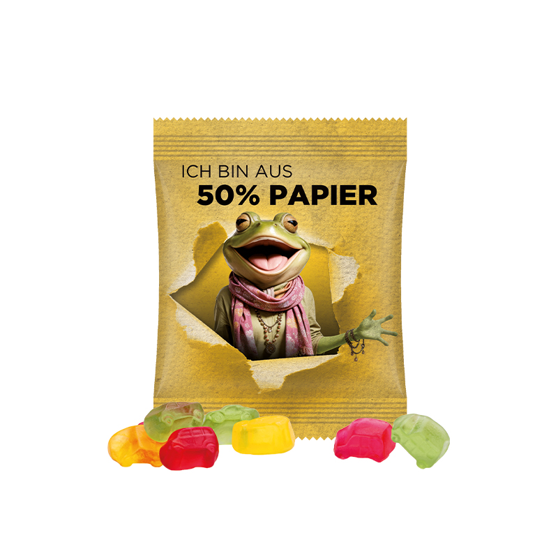 Minitüte 10 g Papierfolie weiß Trolli Fruchtgummi Auto-Mischung Minitüte 10 g Papierfolie weiß Trolli Fruchtgummi Auto-Mischung