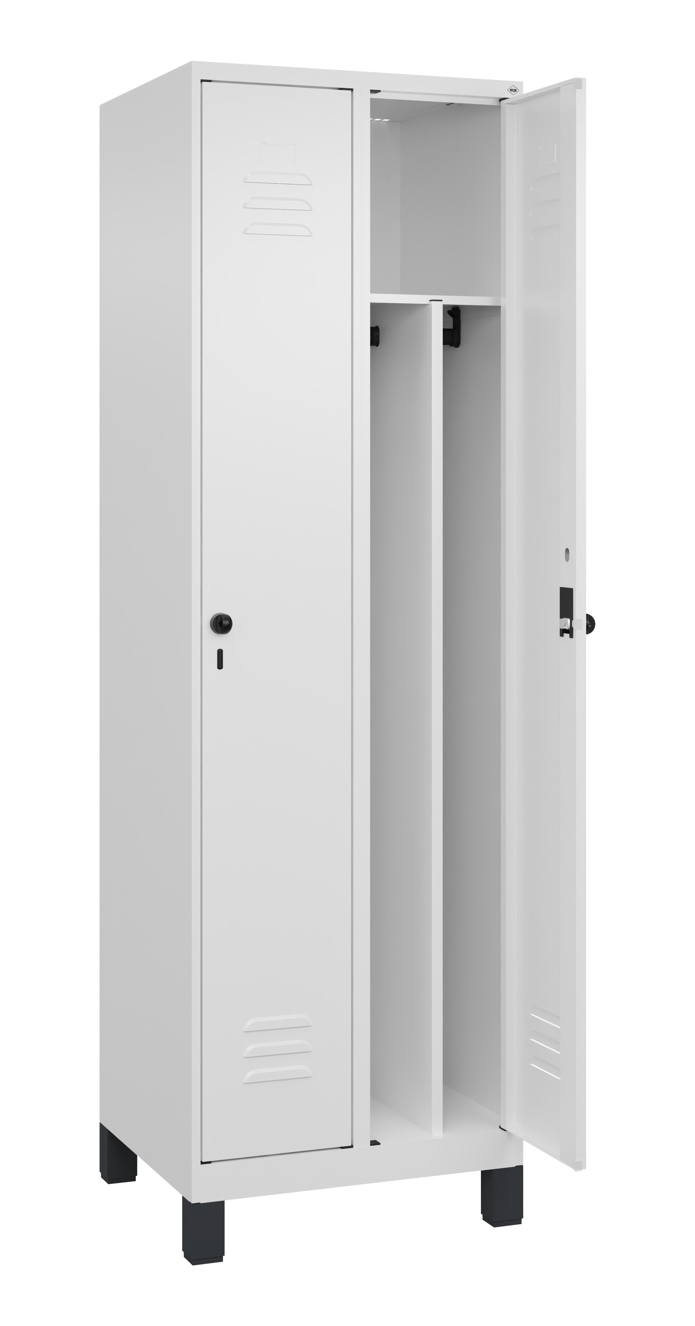 Spind Classic Plus, Füße, 2 Abteile, 1950x600x500mm