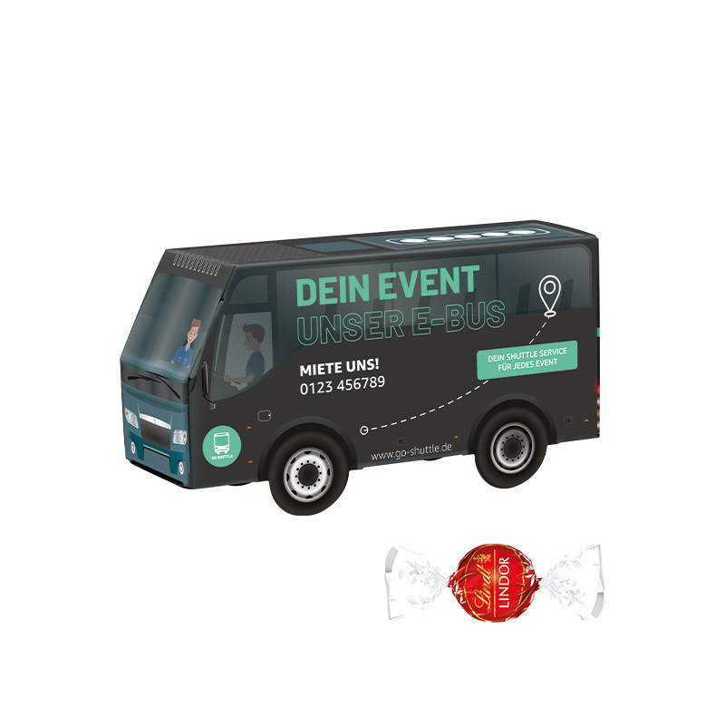 3D-Präsent Bus Lindt LINDOR Milchkugeln