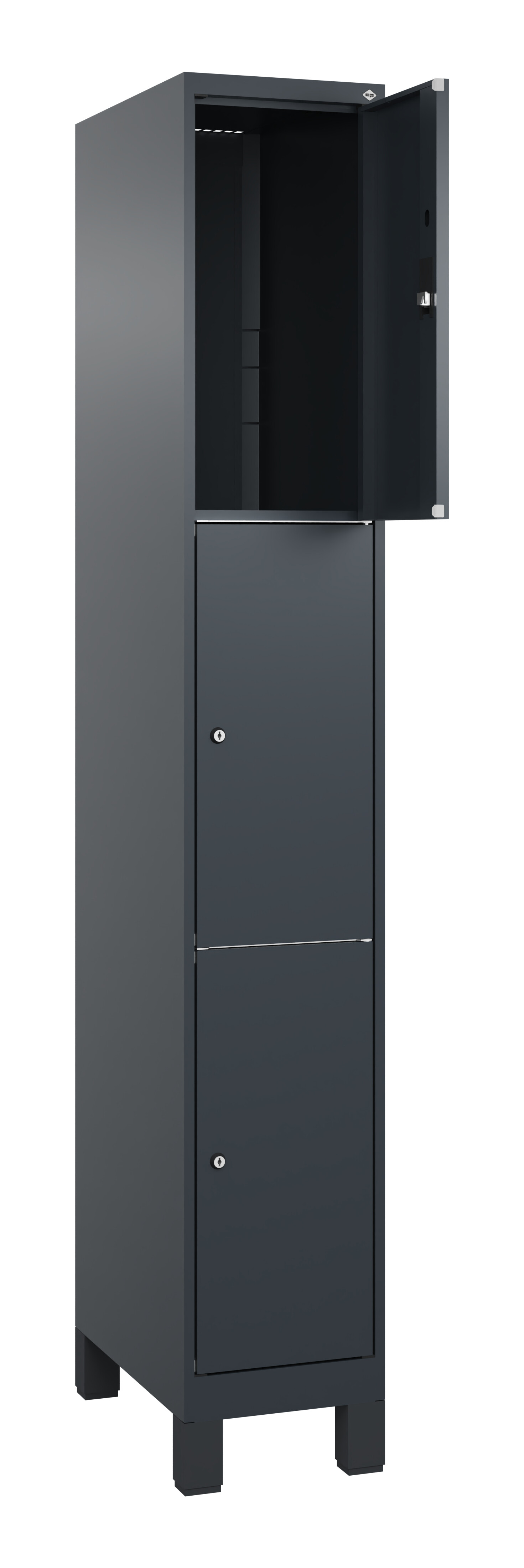 Schließfachschrank Classic Plus, Füße, 3 Fächer, 1950x300x500mm