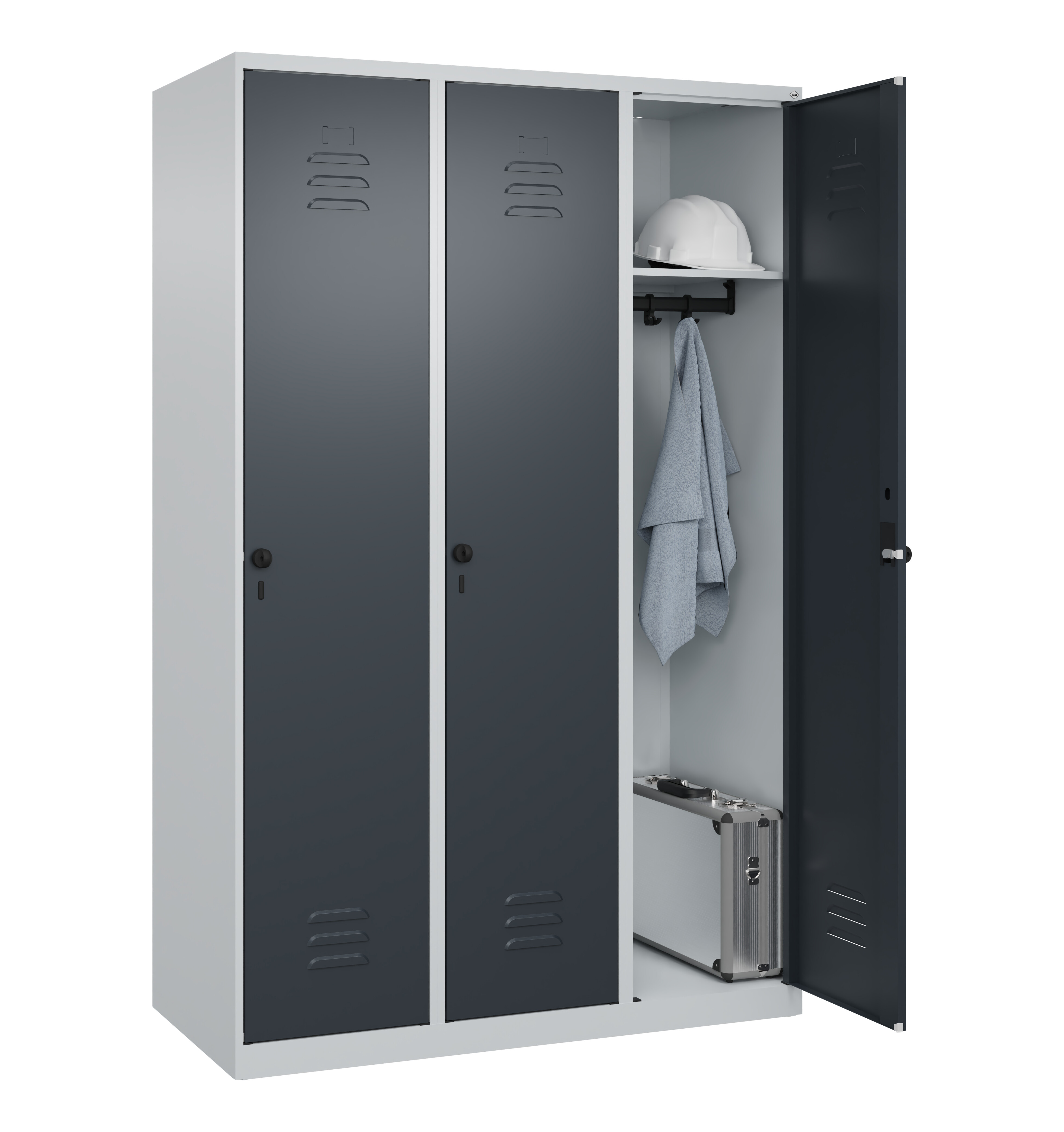 Spind Classic Plus, 3 Abteile, 1850x1200x500mm Spind Classic Plus, 3 Abteile, 1850x1200x500mm