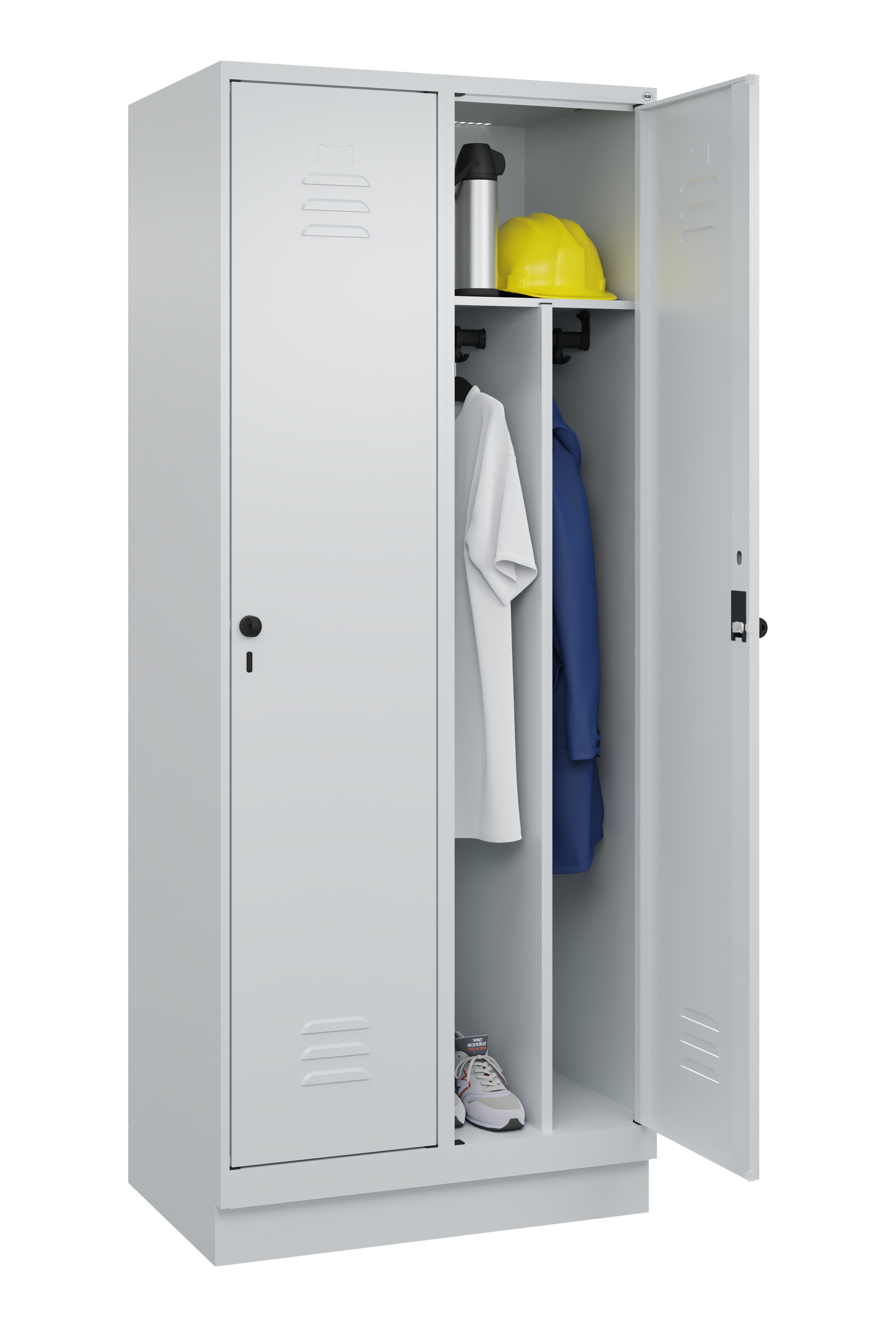 Spind Classic Plus, Sockel, 2 Abteile, 1950x800x500mm Spind Classic Plus, Sockel, 2 Abteile, 1950x800x500mm