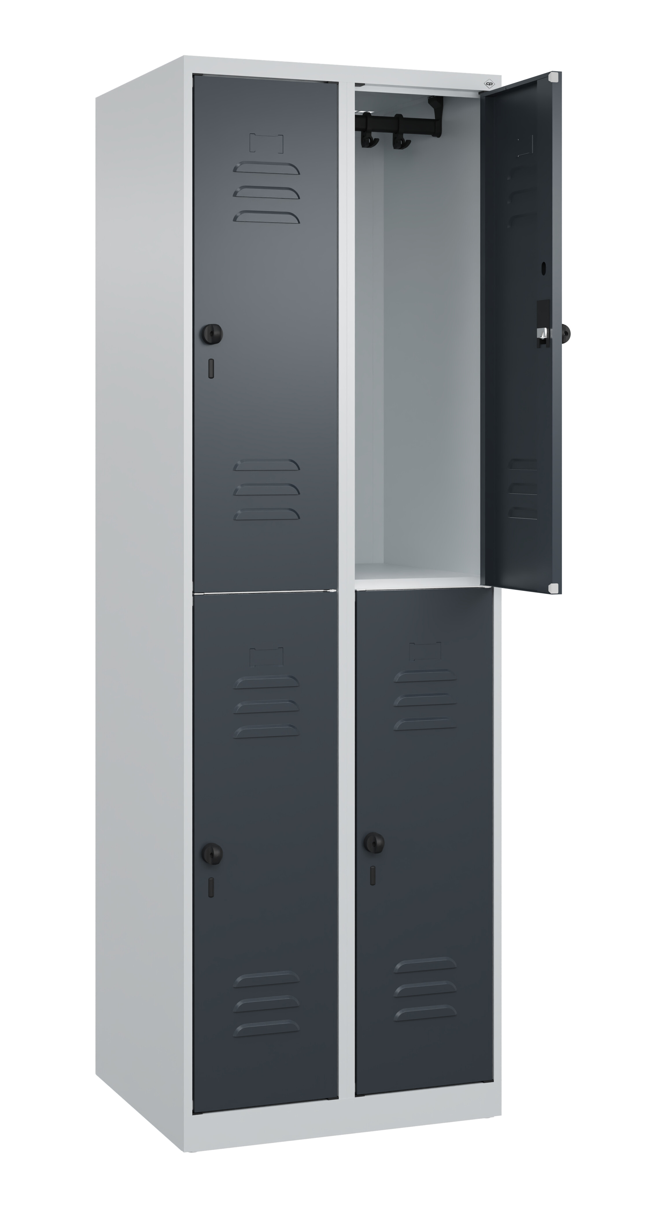 Doppelstock-Spind Classic Plus, 4 Fächer, 1850x600x500mm